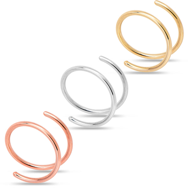  14k Rose Gold Filled Spiral Double Hoop Earrings for