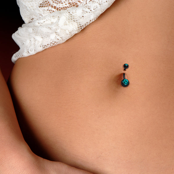 Double Gem Belly Button Navel Ring