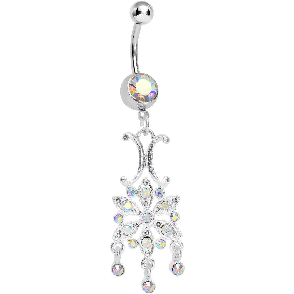 Aurora Gem Symmetrical Star Flower Dangle Belly Ring