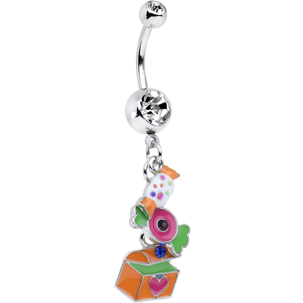 Clear Gem Colorful Christmas Candy Dangle Belly Ring