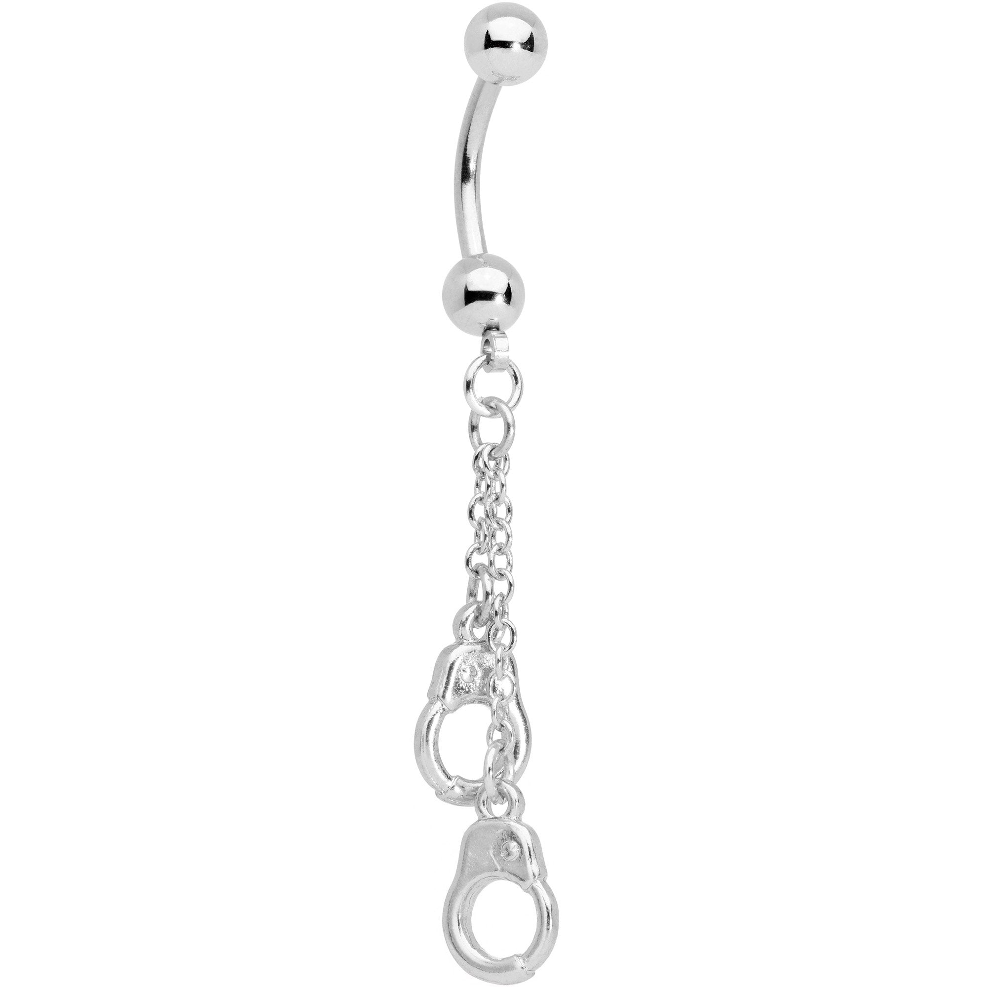 Chained Handcuffs Reversible Dangle Belly Ring