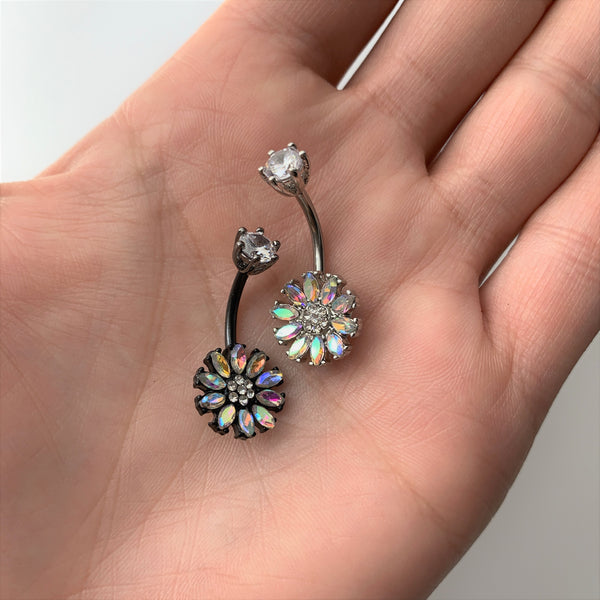 CZ Flower Belly Button Ring