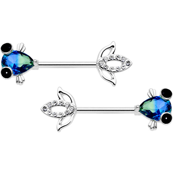 14 Gauge 9/16 Clear CZ Gem Barbell Nipple Ring Set – BodyCandy