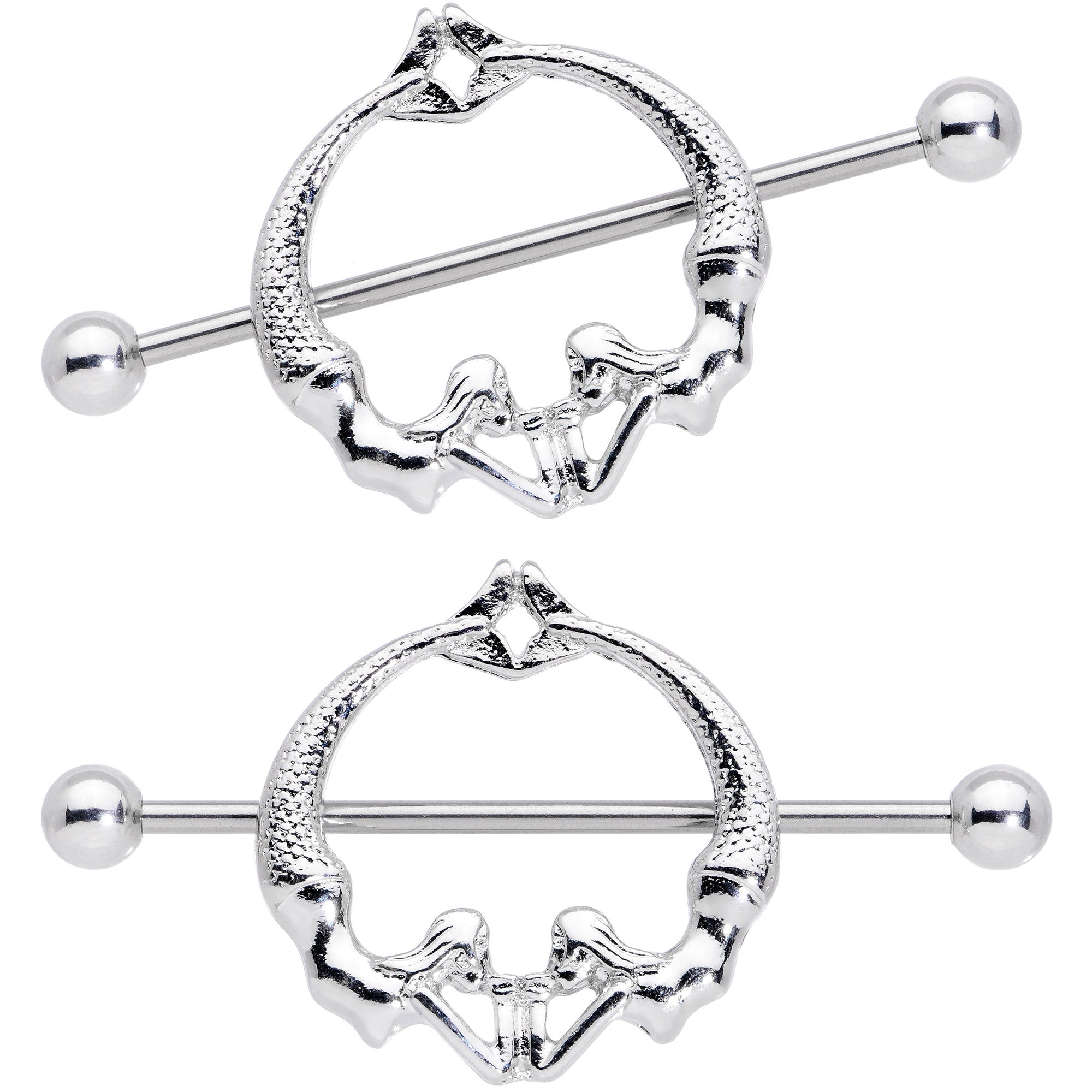 14 Gauge Nipple Shields Ring Hang Man with Barbells Surgical Steel Sold as  Pairs