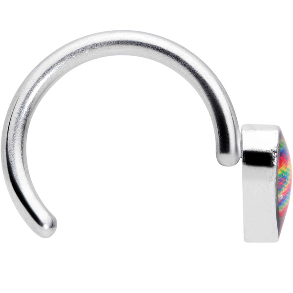 18 Gauge 5/16 Rainbow Tie Dye Heart Valentines Day Nose Hoop