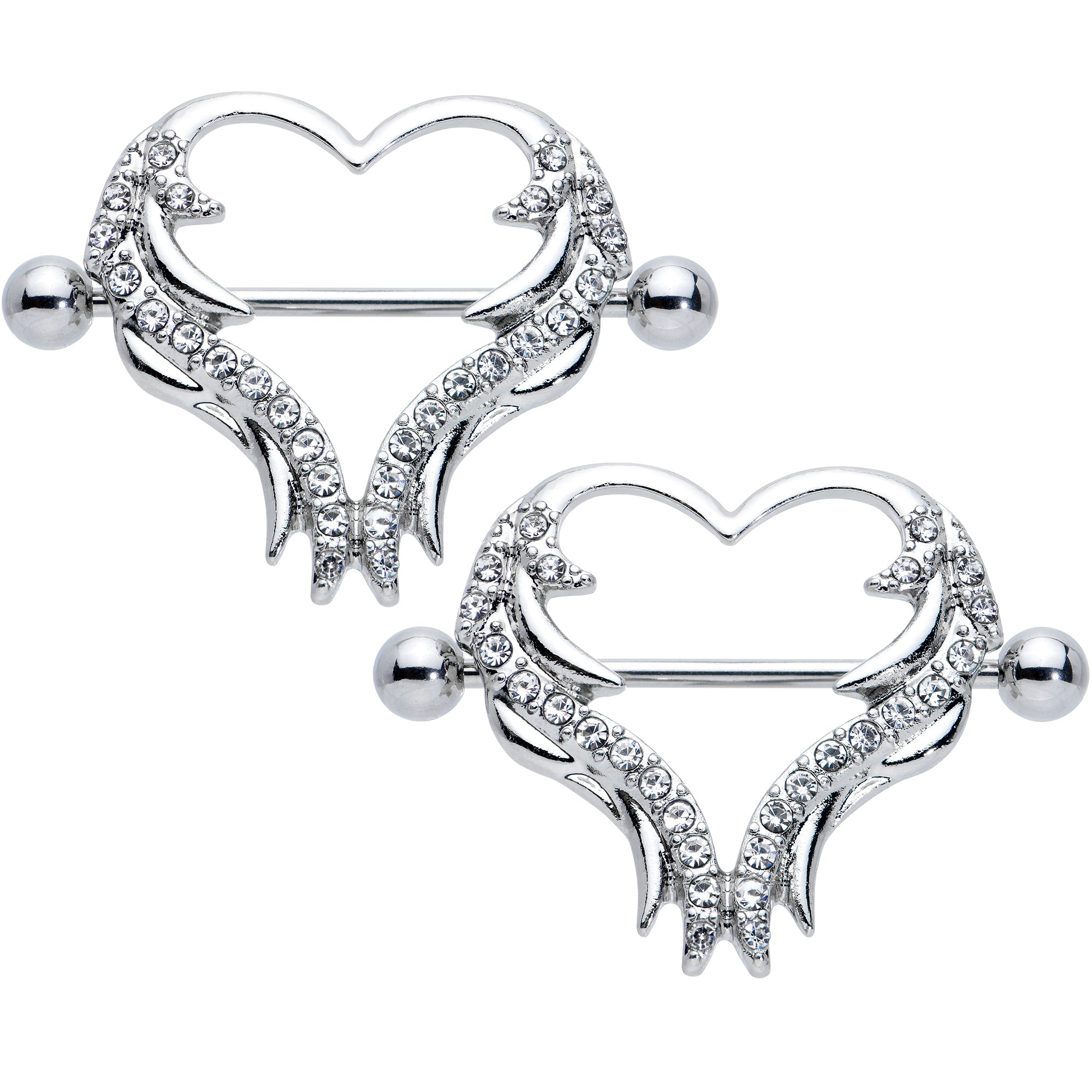 14 Gauge 5/8 Devil Heart Valentine Nipple Shield Set