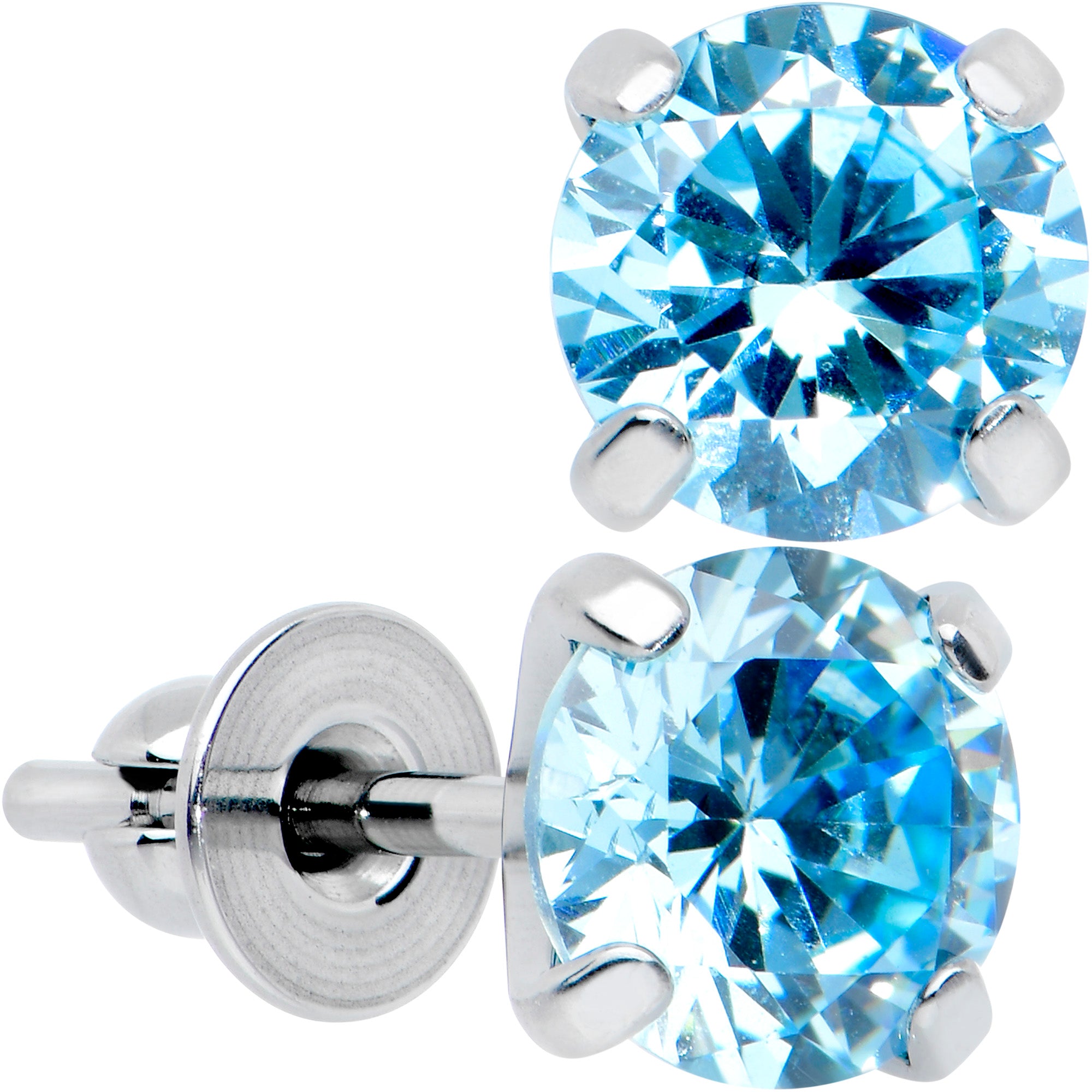 20 Gauge Clear CZ Gem 3mm to 5mm Post Stud Earring Set of 3