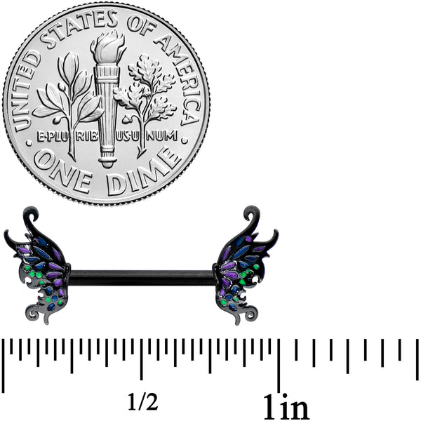 Pair of Double Gem Filigree Lace Nipple Piercing Rings Barbells - 14 Gauge  5/8