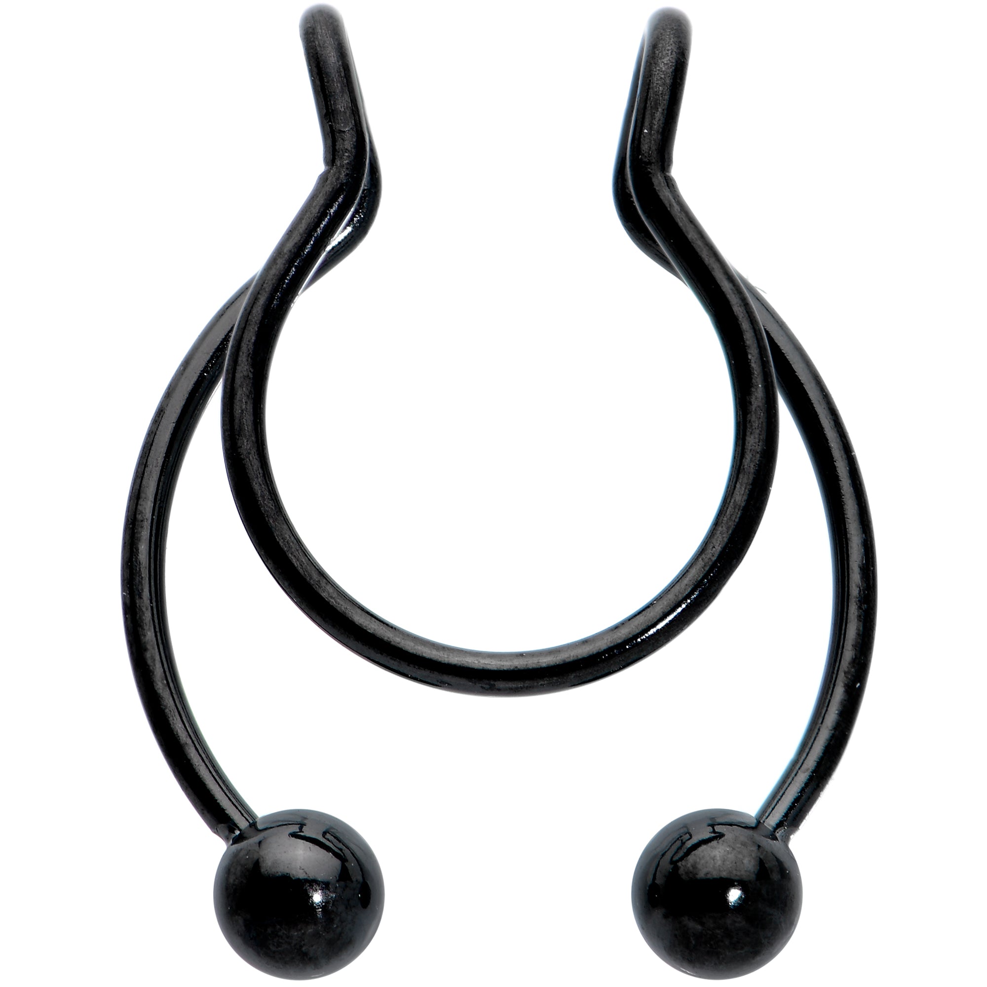 Black Horseshoe Ball Fake Septum Ring Nipple and Clip on Earring