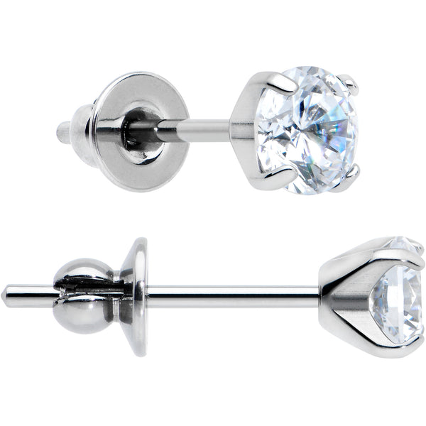 Women's Sterling Silver Cubic Zirconia Stud Earrings - A New Day™  Silver/Clear