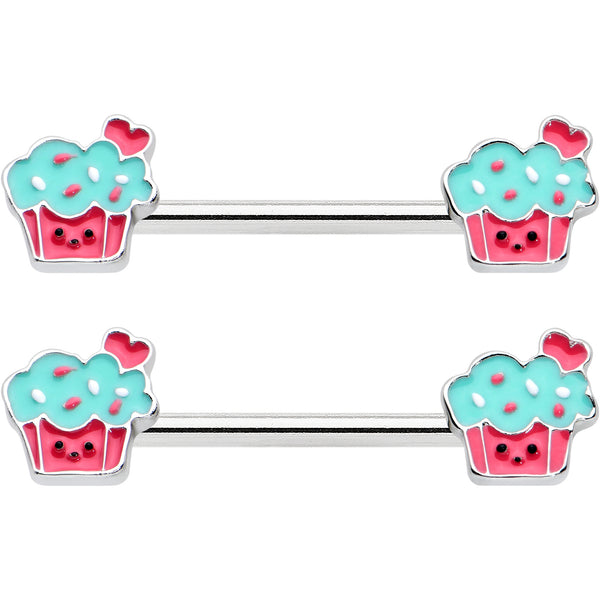 14 Gauge 9/16 Sweet Happy Cupcake Barbell Nipple Ring Set – BodyCandy