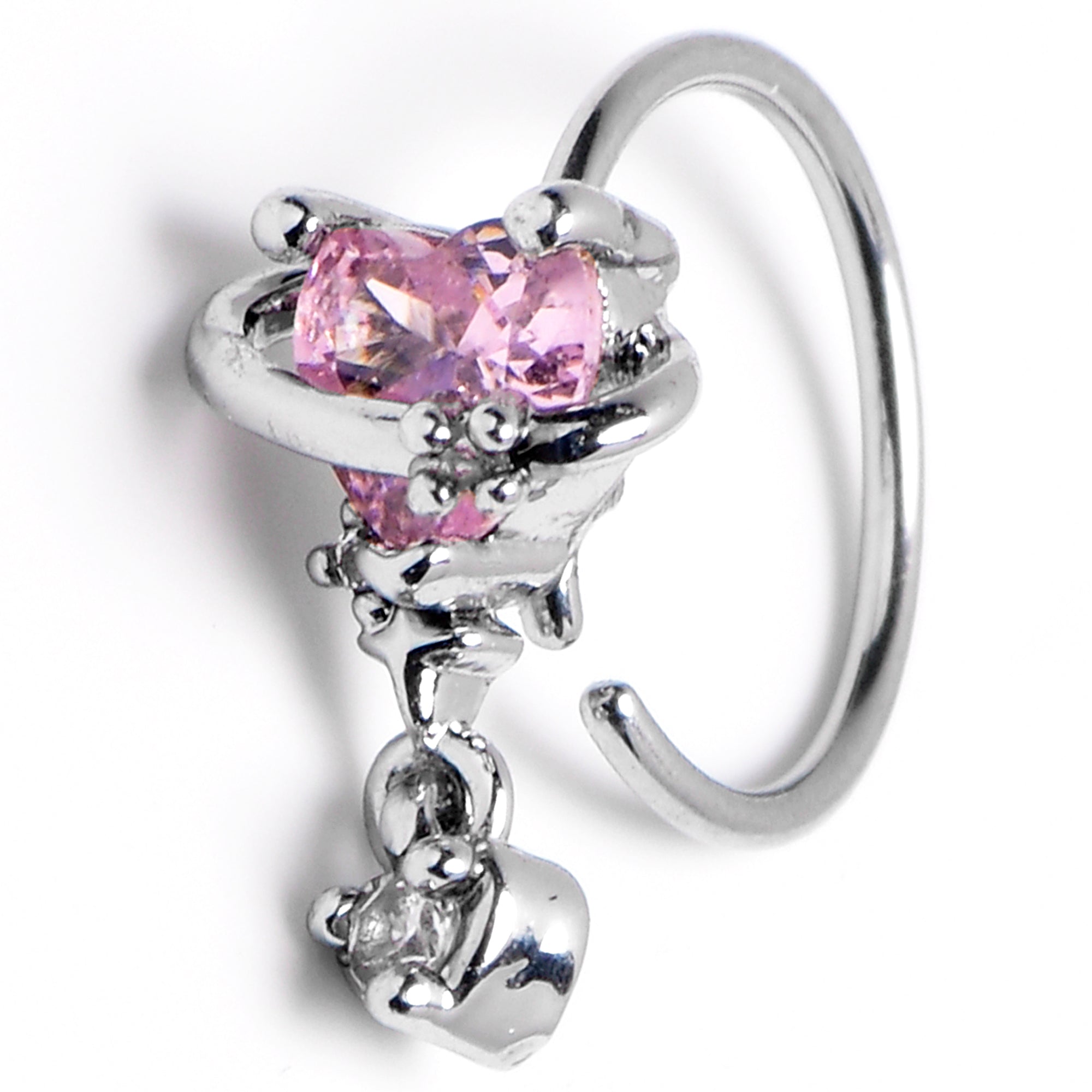 Pandora Silver Cz Pink Hearts Ring