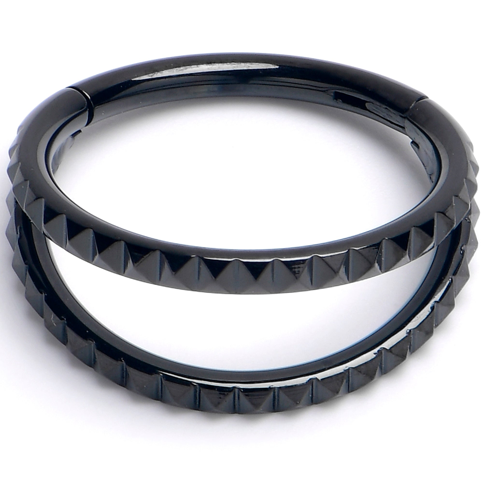 16 Gauge 3/8 Black PVD Double Spike Precision Hinged Segment Ring