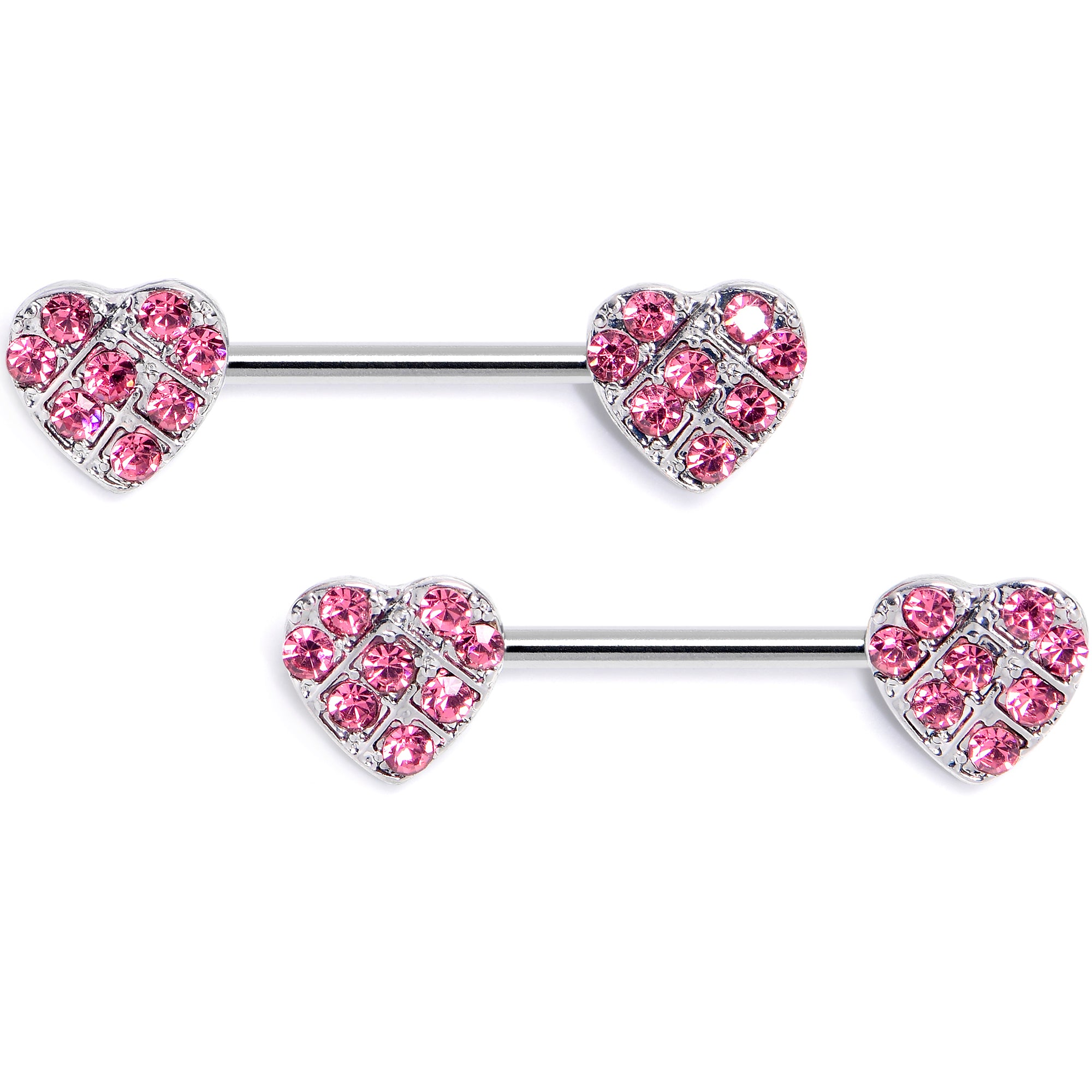 Pink heart store nipple rings