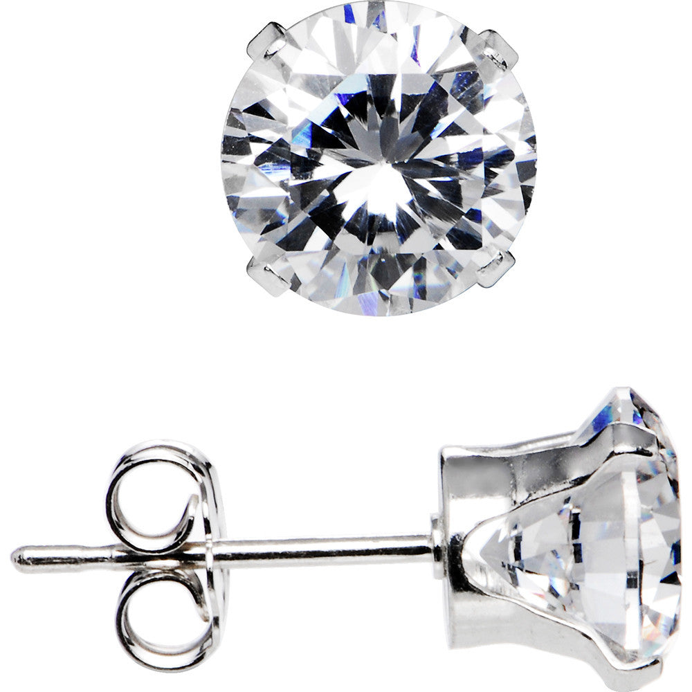 Sterling silver round cubic deals zirconia stud earrings