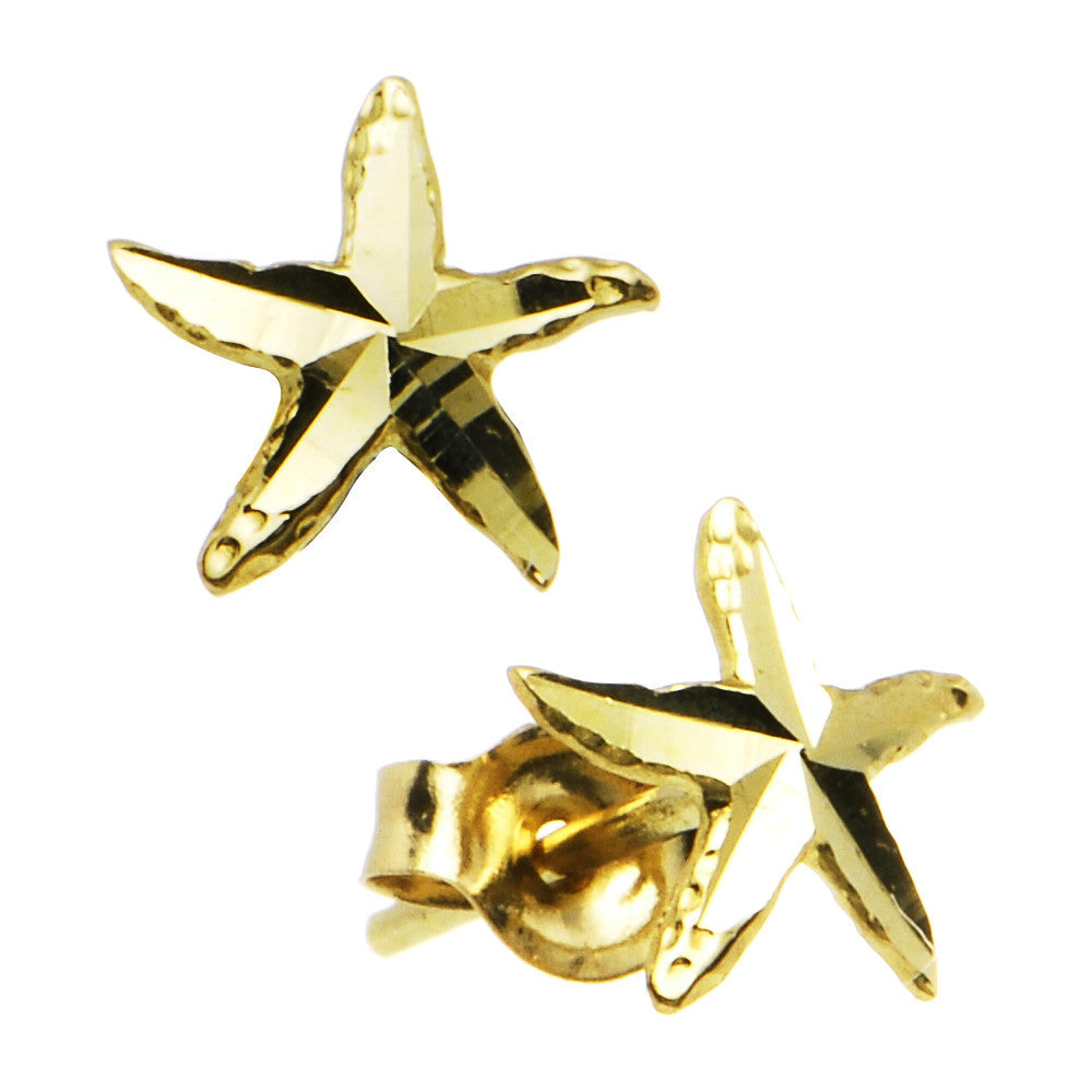 14k yellow gold cubic deals zirconia starfish polished earrings