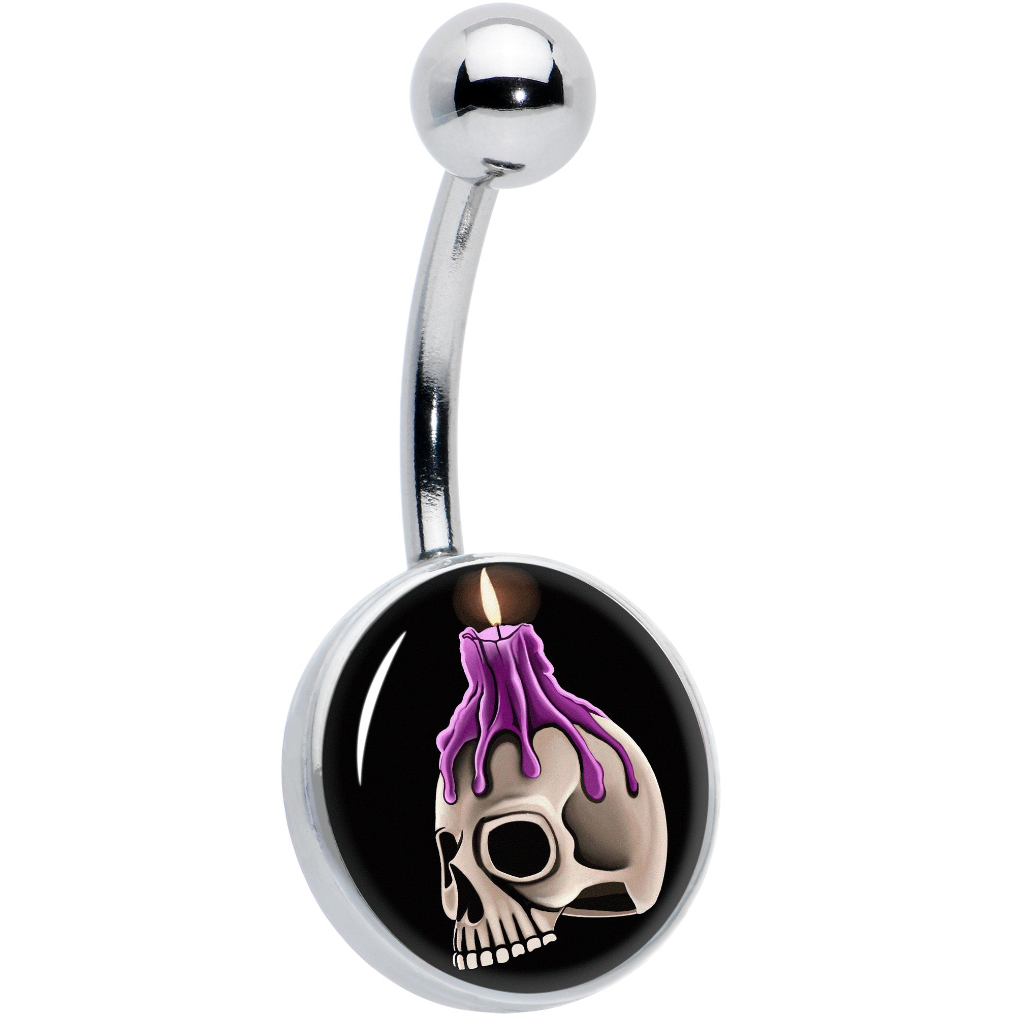 Burning Skull Candle Belly Ring