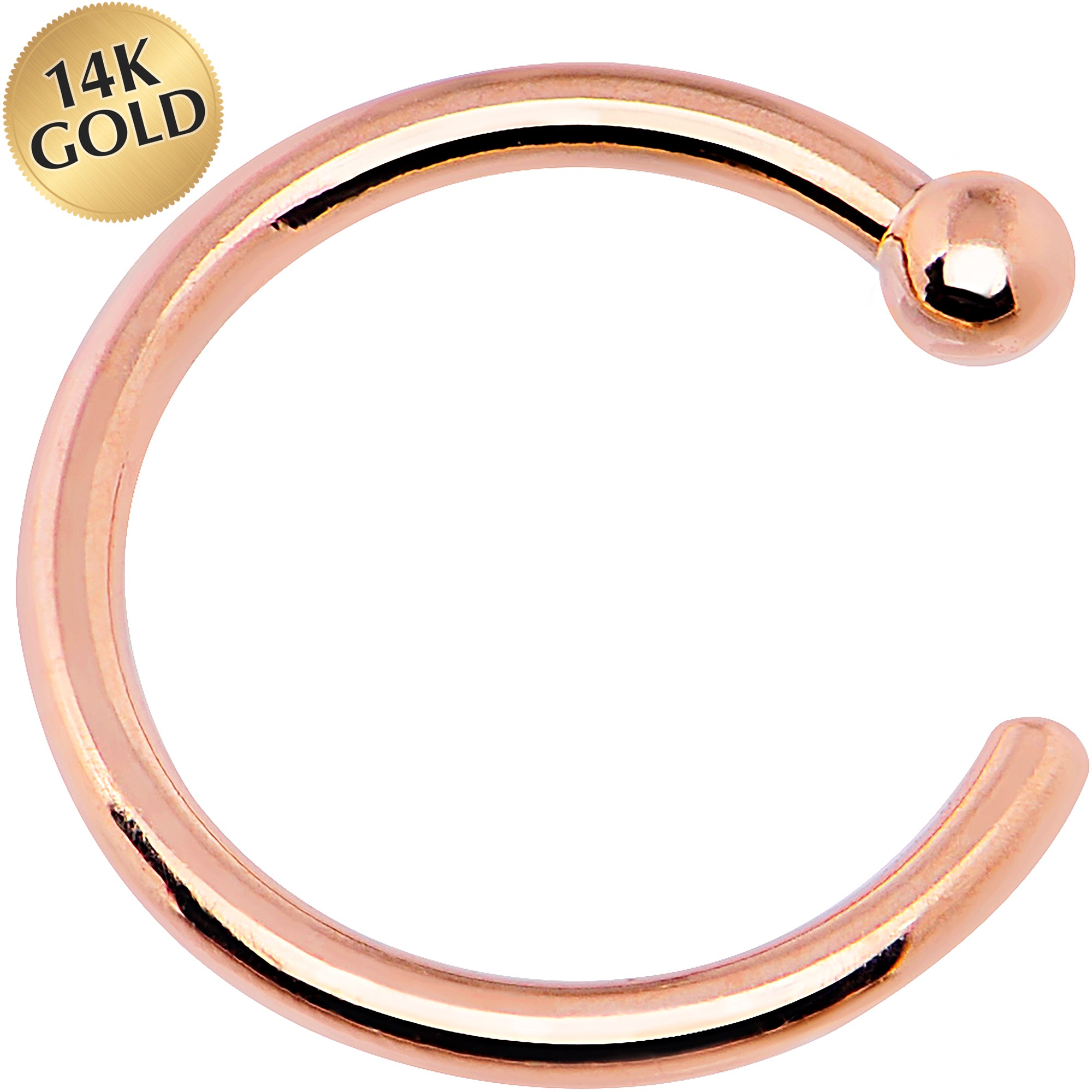 20 Gauge 1/4 14kt Solid Rose Gold Nose Hoop