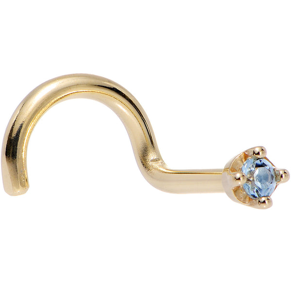 Solid 14k White Gold 1.5mm Genuine Blue Topaz Nose Stud Bone 18 Gauge-