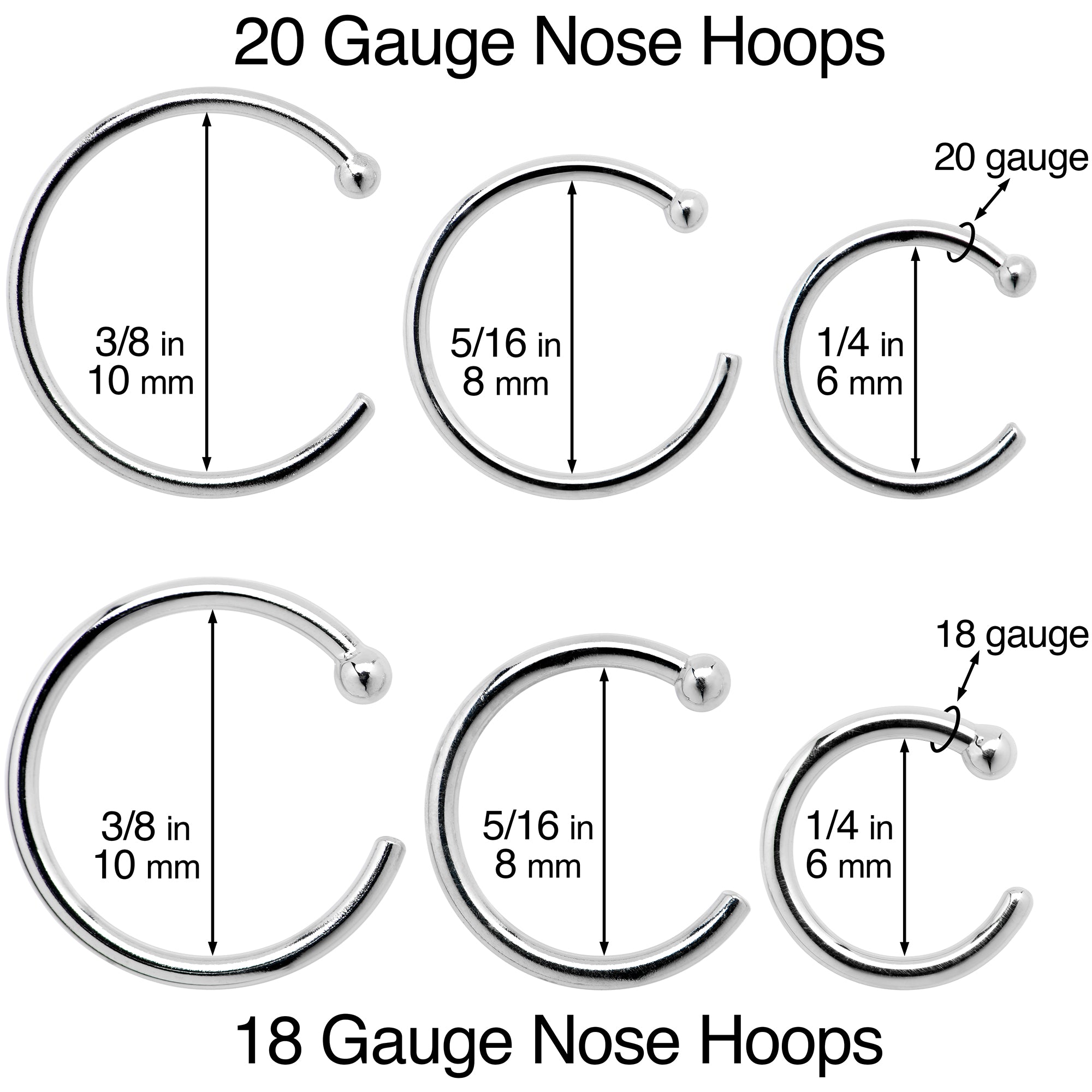 Size Gauge Nose Ring Nose Hoop Chart