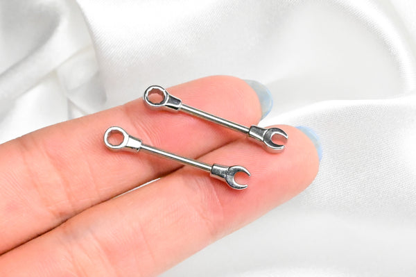 14 Gauge 13mm Combo Wrench Barbell Nipple Ring Set