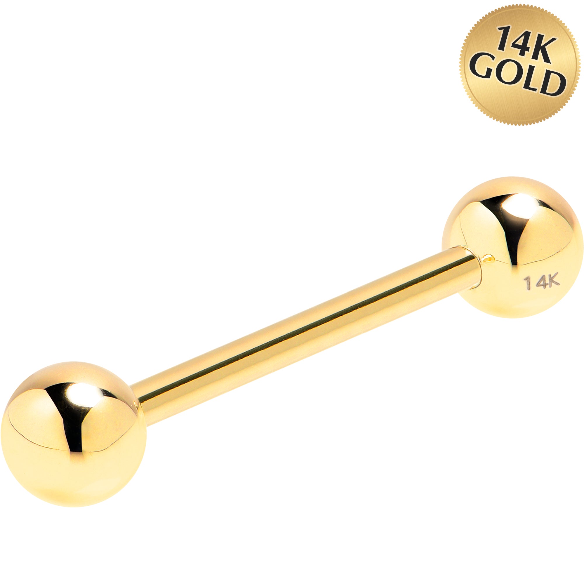 16 Gauge 3/8 Solid 14k Yellow Gold Barbell