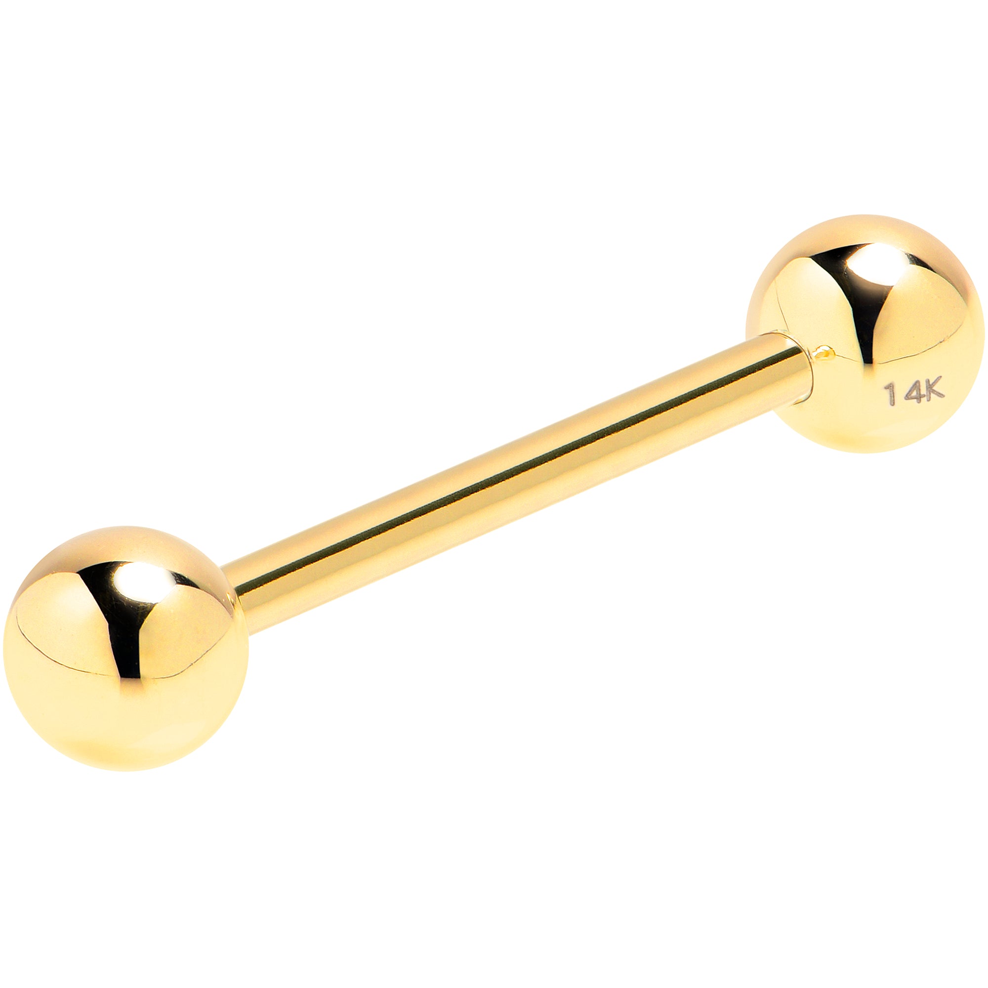 16 Gauge 3/8 Solid 14k Yellow Gold Barbell