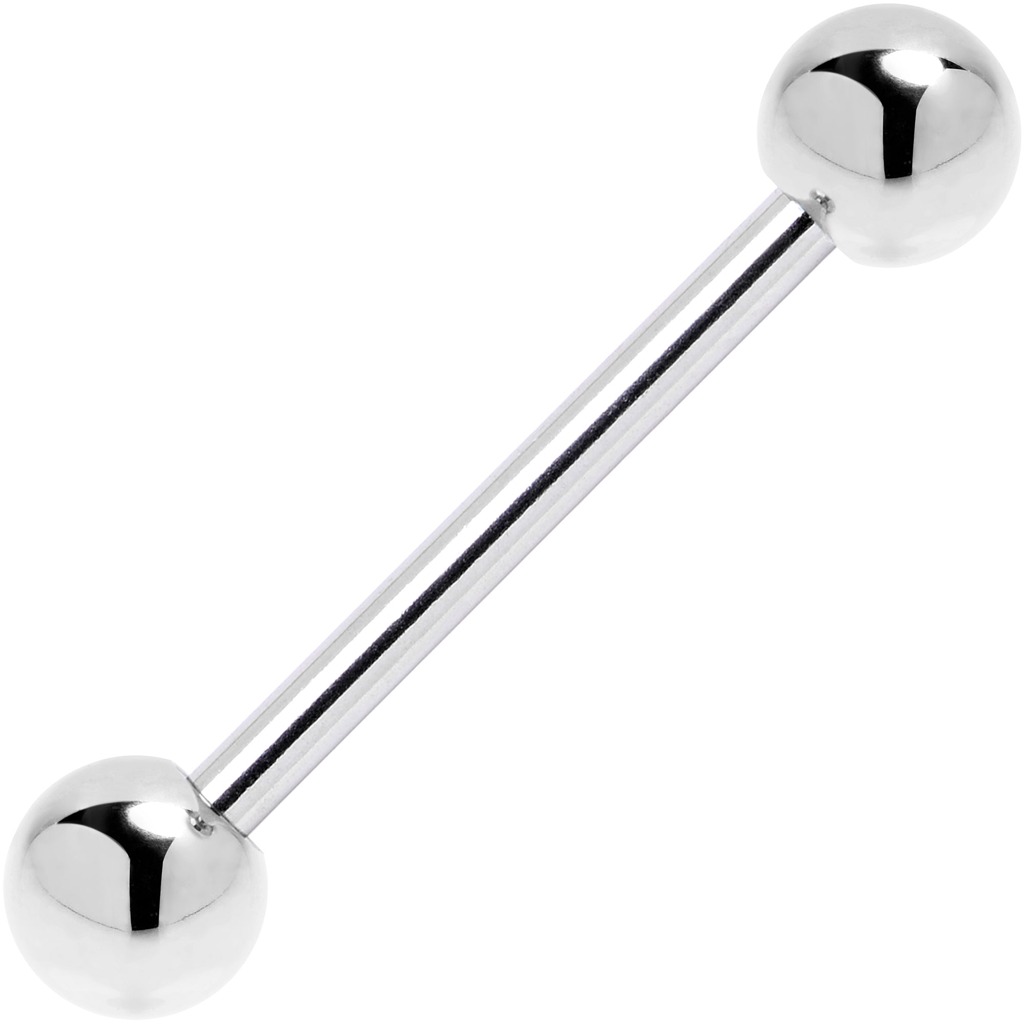 Solid 14KT White Gold Barbell Tongue Ring 5/8 5MM Ball