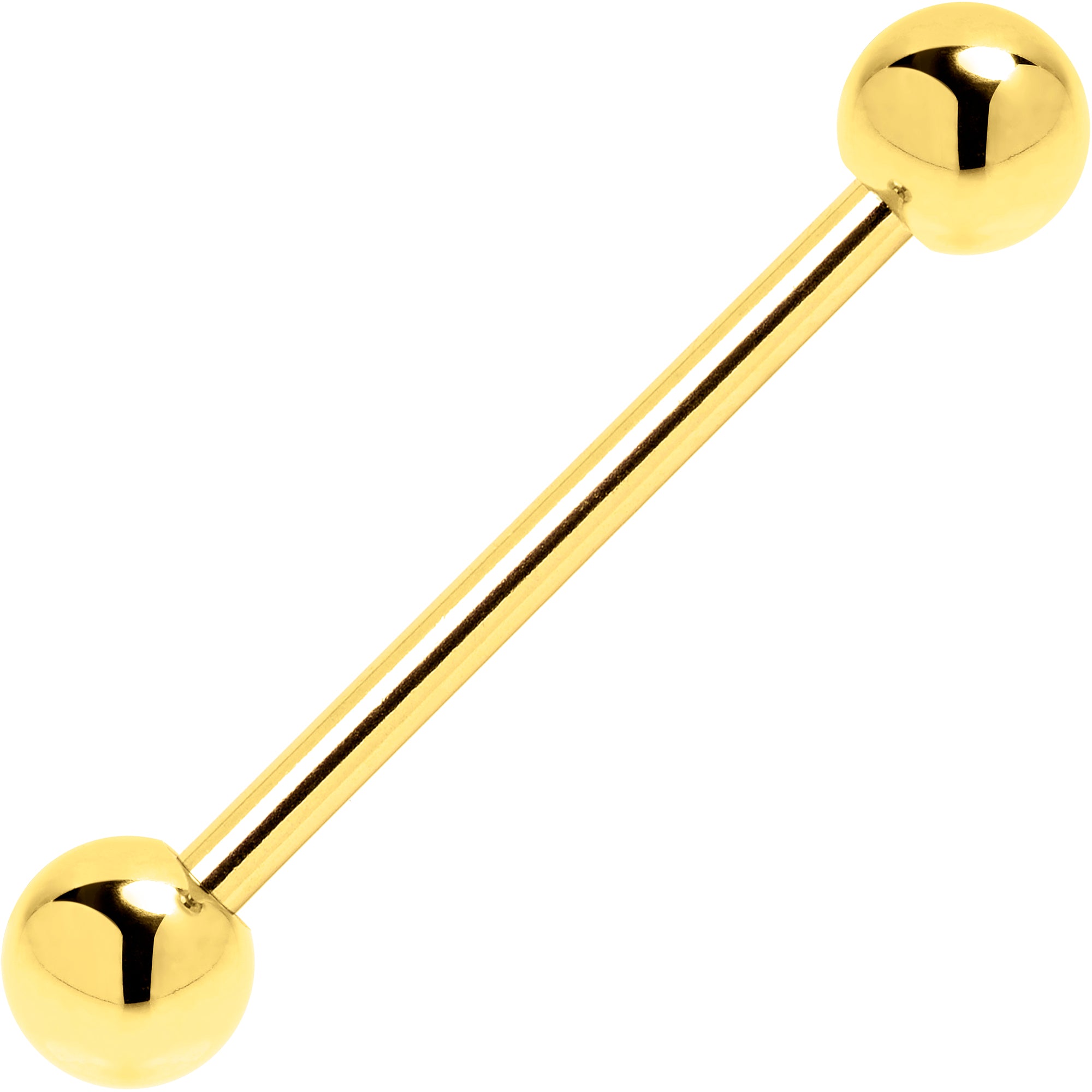 Solid 14KT Yellow Gold Barbell Tongue Ring 3/4 5MM