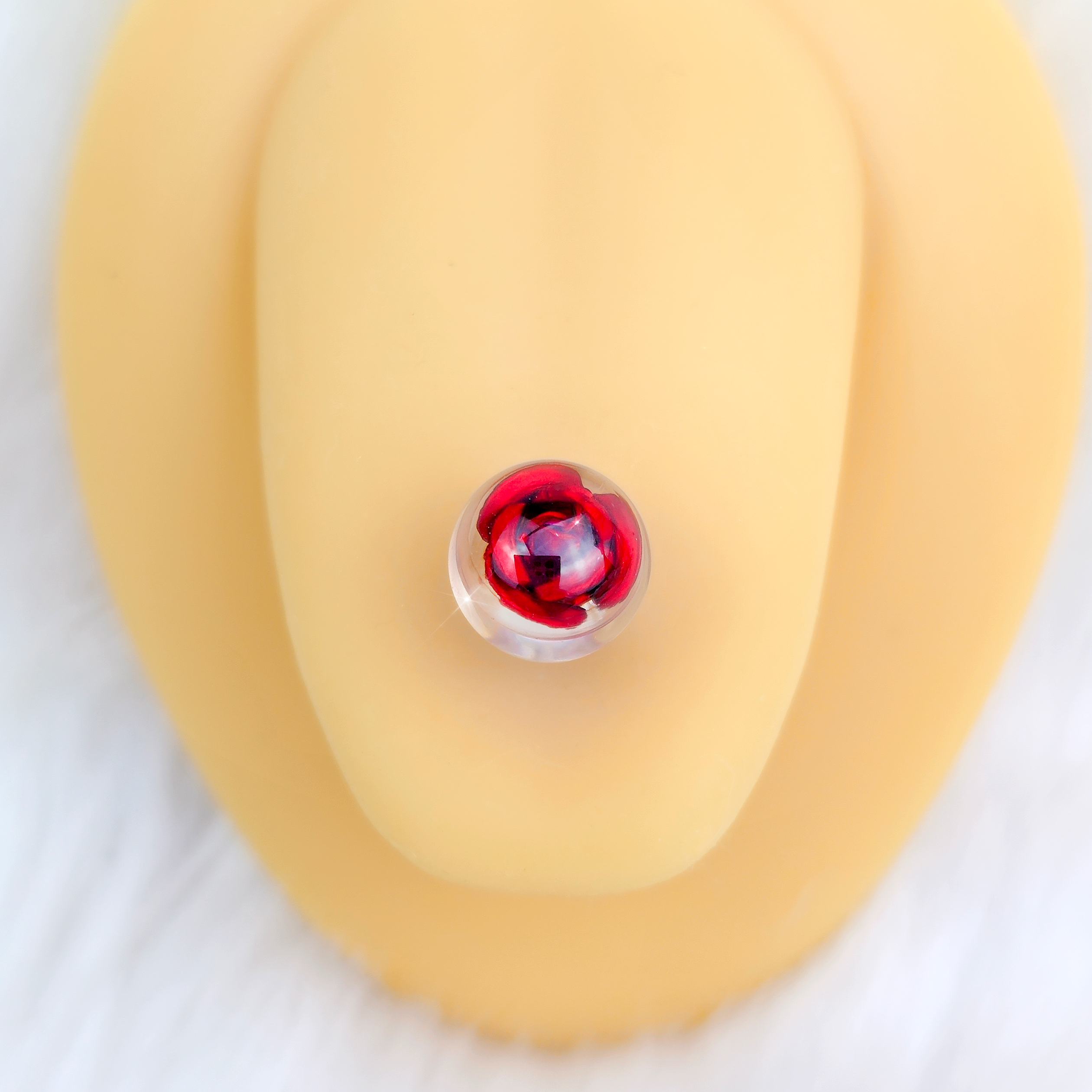 Bubble Rose Red Barbell Tongue Ring