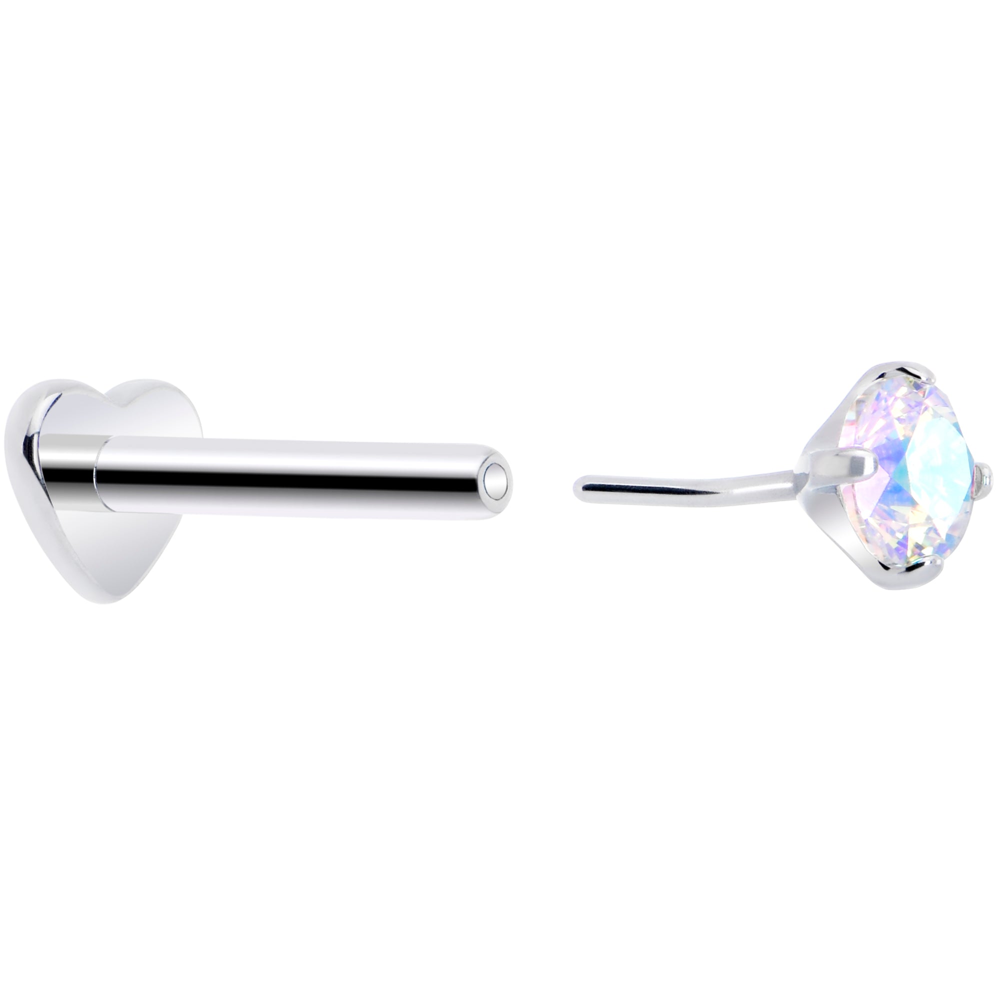 16 Gauge 5/16 Aurora CZ Gem ASTM F-136 Implant Grade Titanium Heart End Labret Tragus