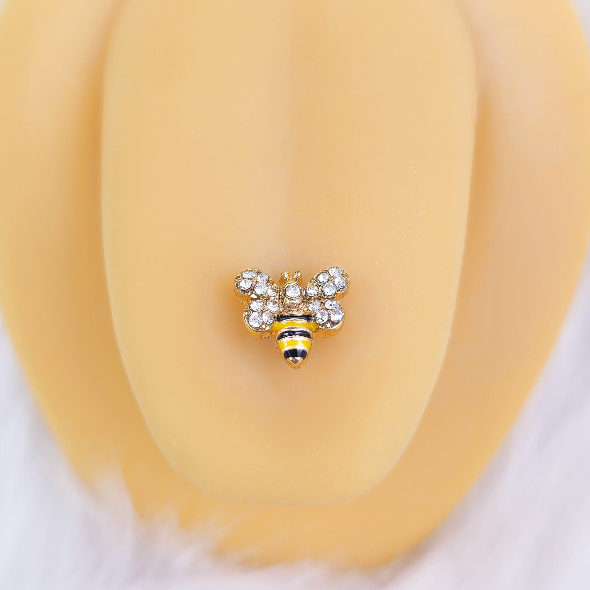 Clear Gem Gold Tone Daisy Bee Barbell Tongue Ring Set of 4