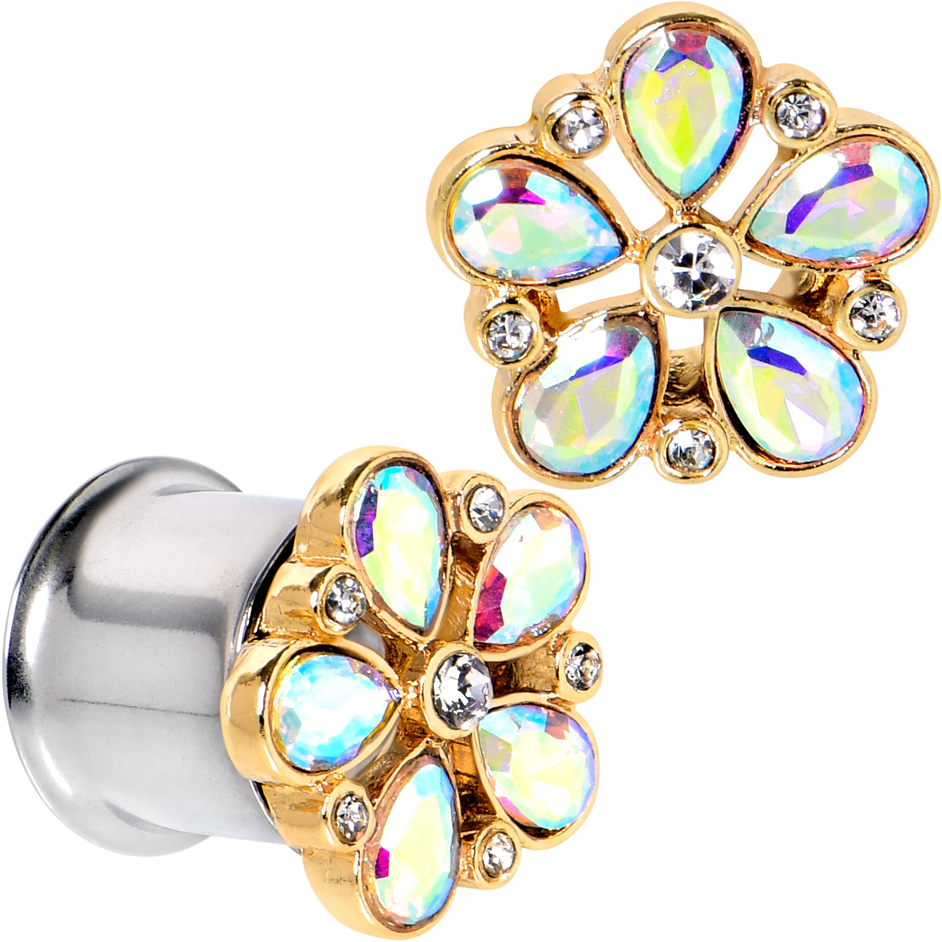 Gem Filigree Flower Fantasy Double Flare Plug Set Sizes 6mm to 25mm