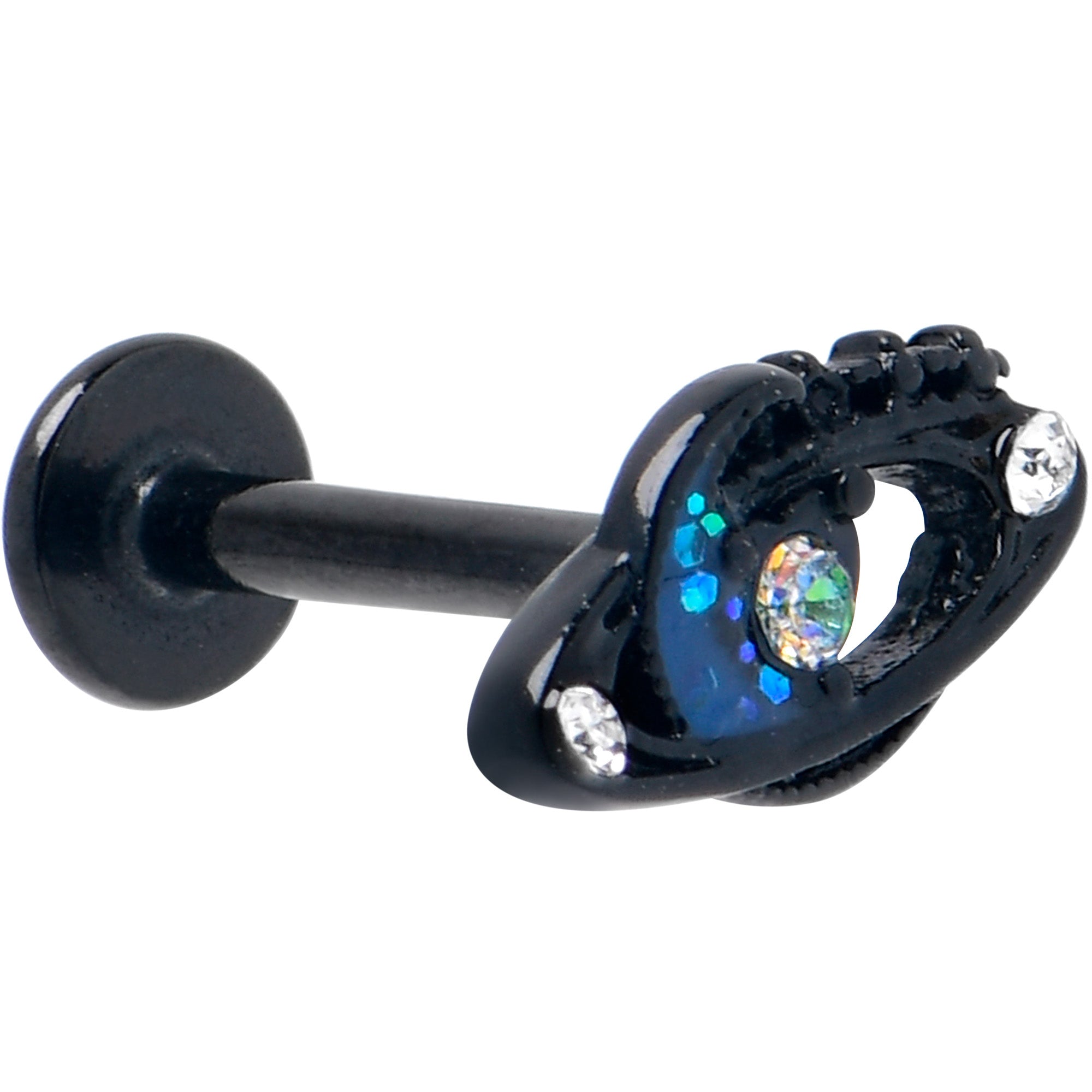 16 Gauge 5/16 Aurora Gem Black Saturn Space Moon Labret Monroe Tragus