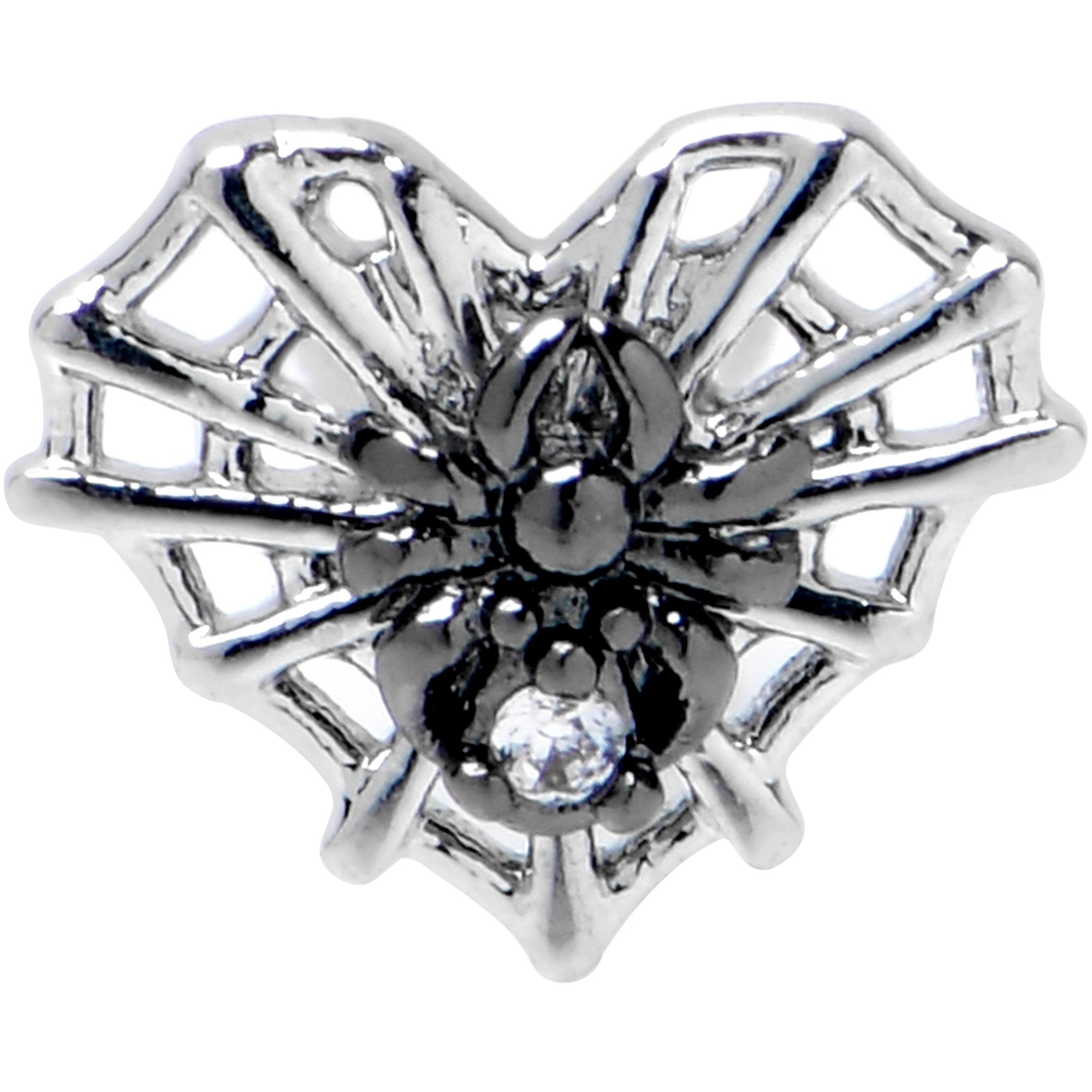 16 Gauge 1/4 Clear CZ Gem Heart of Spider Cartilage Tragus Earring