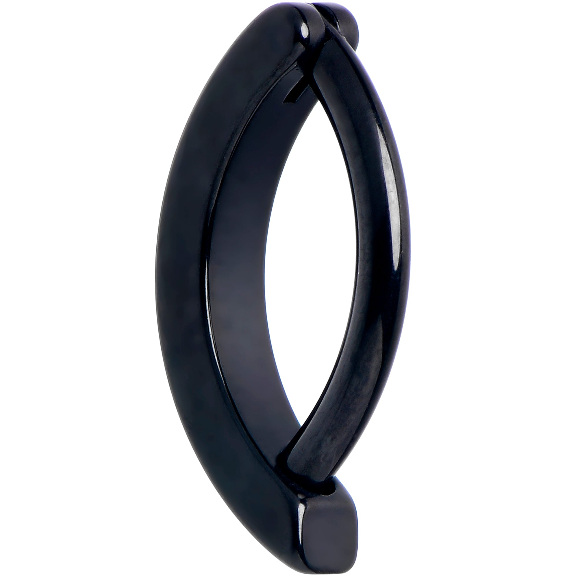 14 Gauge 3/8 Black 316L Surgical Steel Smooth Style Hinged Hoop Belly Ring