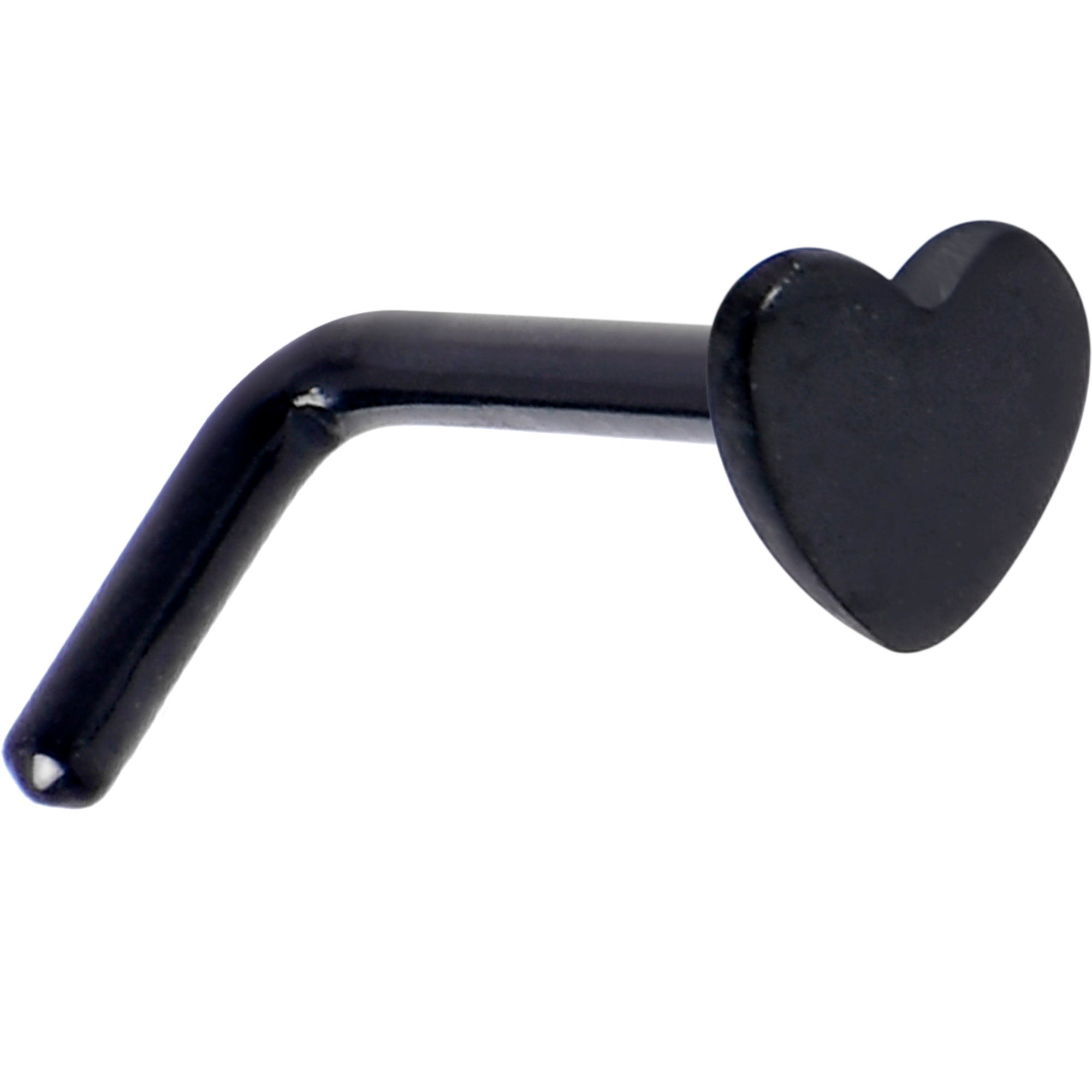 18 Gauge 1/4 Black ASTM F-136 Implant Grade Titanium Heart End L Shape Nose Ring