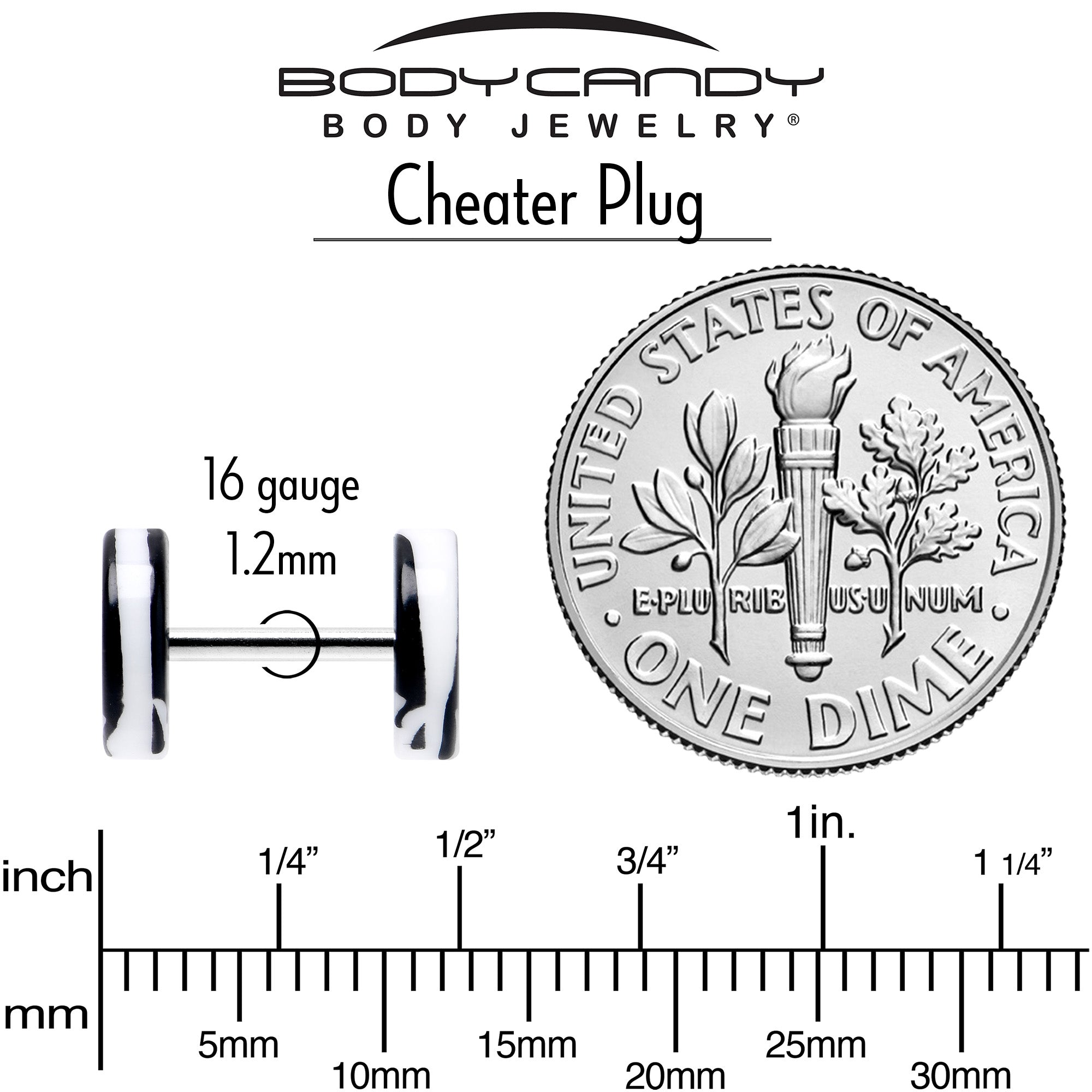 16 Gauge White Black Drip Acrylic Cheater Plug Set