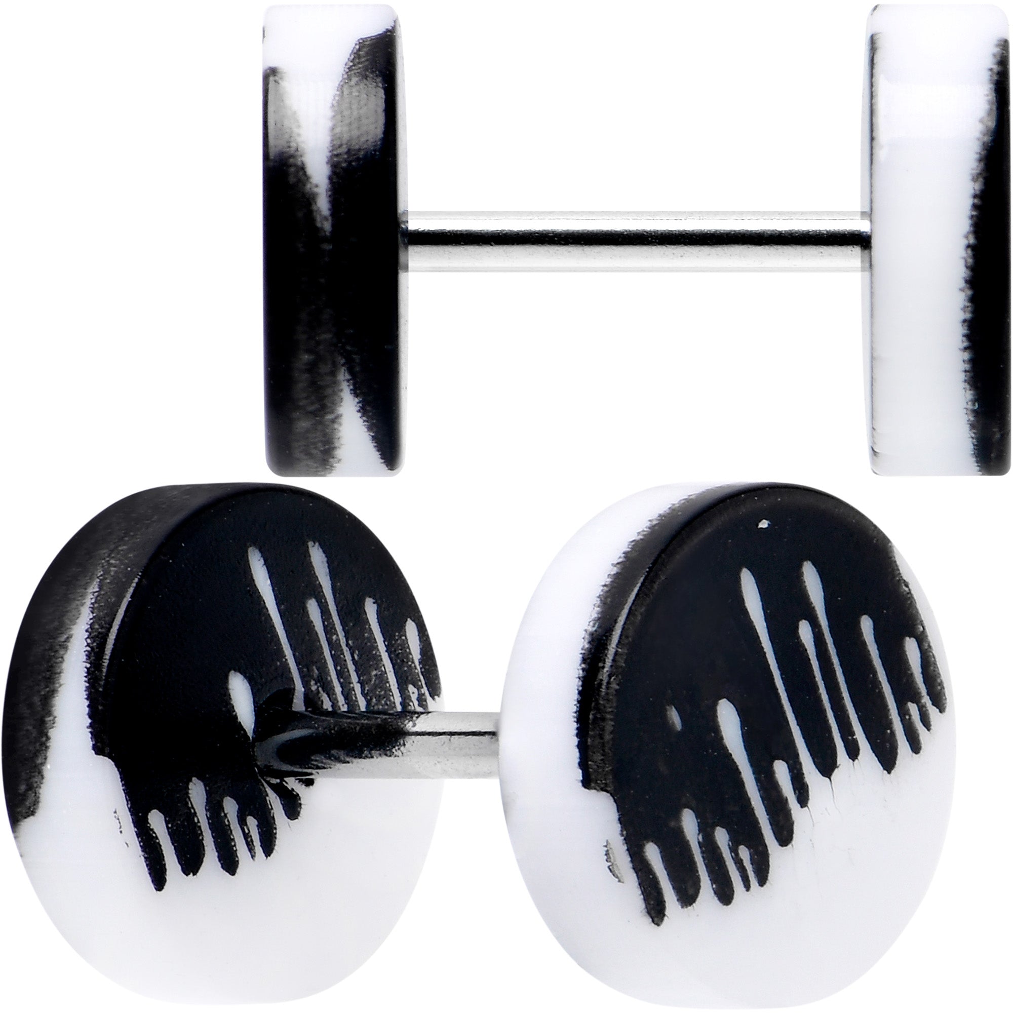 16 Gauge Black White Reverse Drip Acrylic Cheater Plug Set