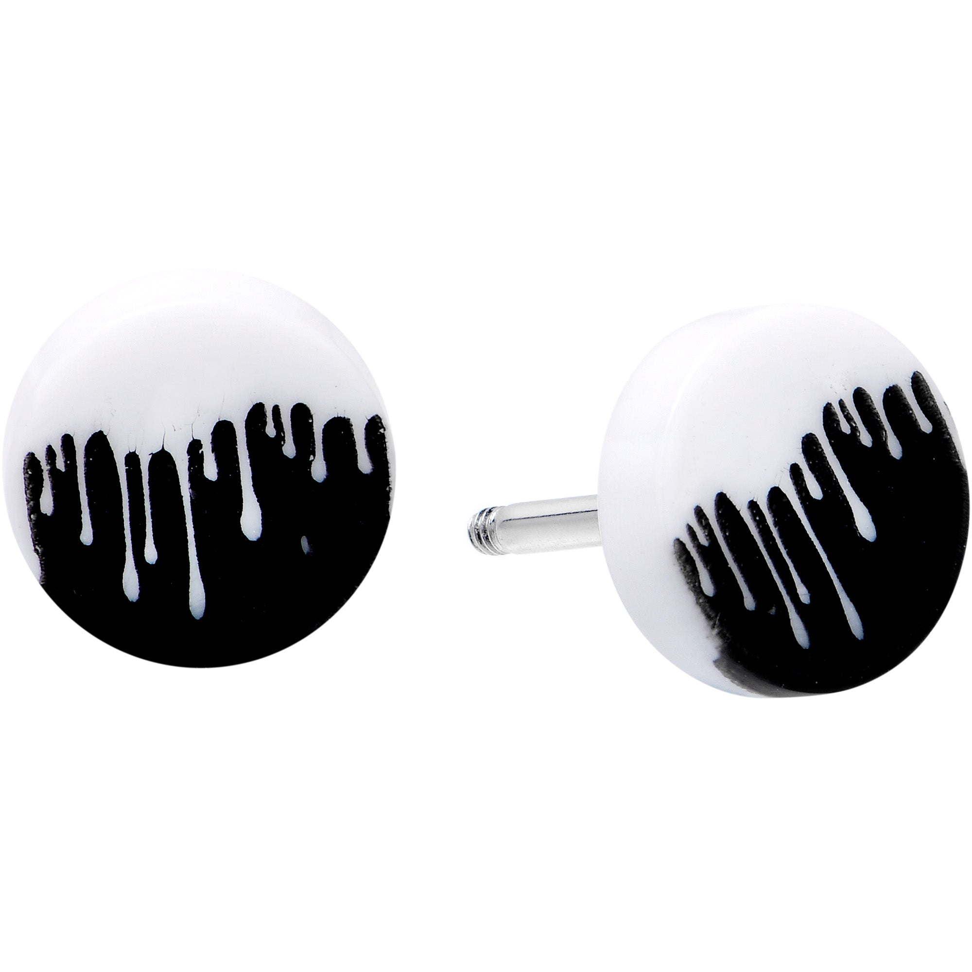 16 Gauge Black White Reverse Drip Acrylic Cheater Plug Set