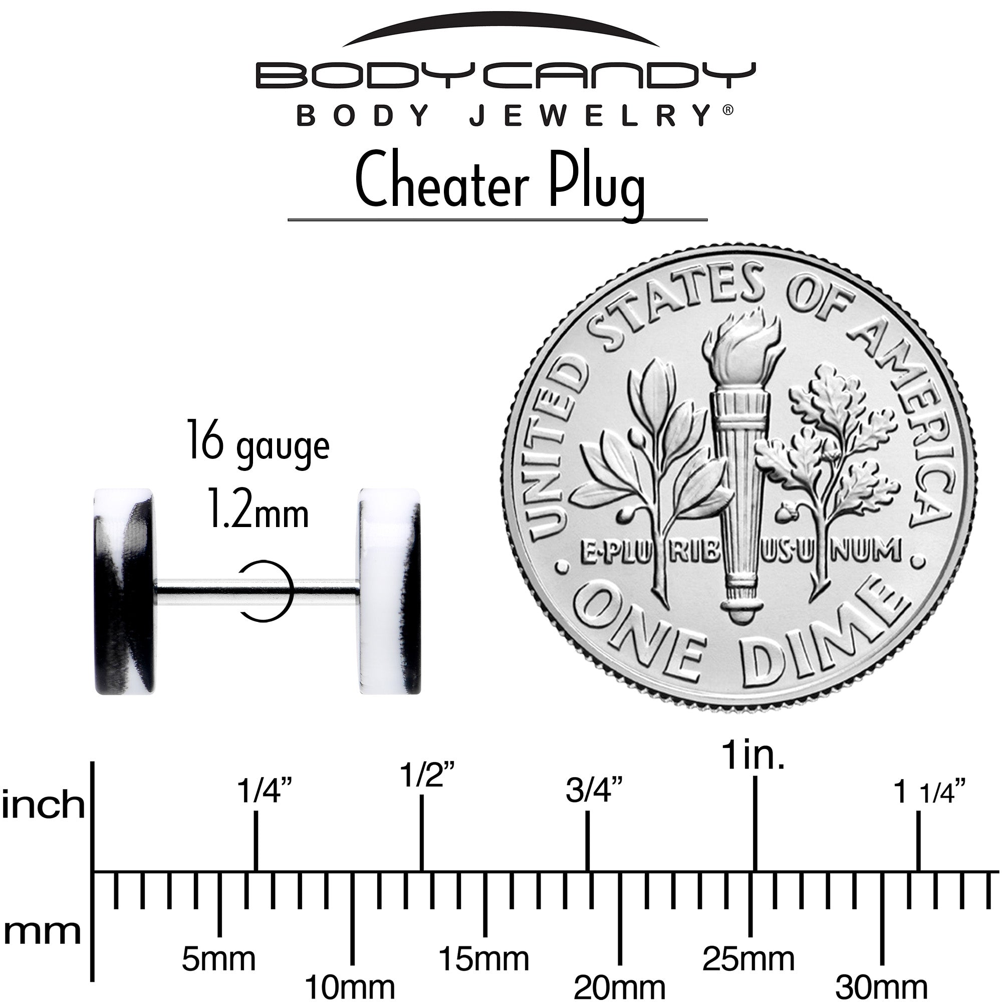 16 Gauge Black White Reverse Drip Acrylic Cheater Plug Set