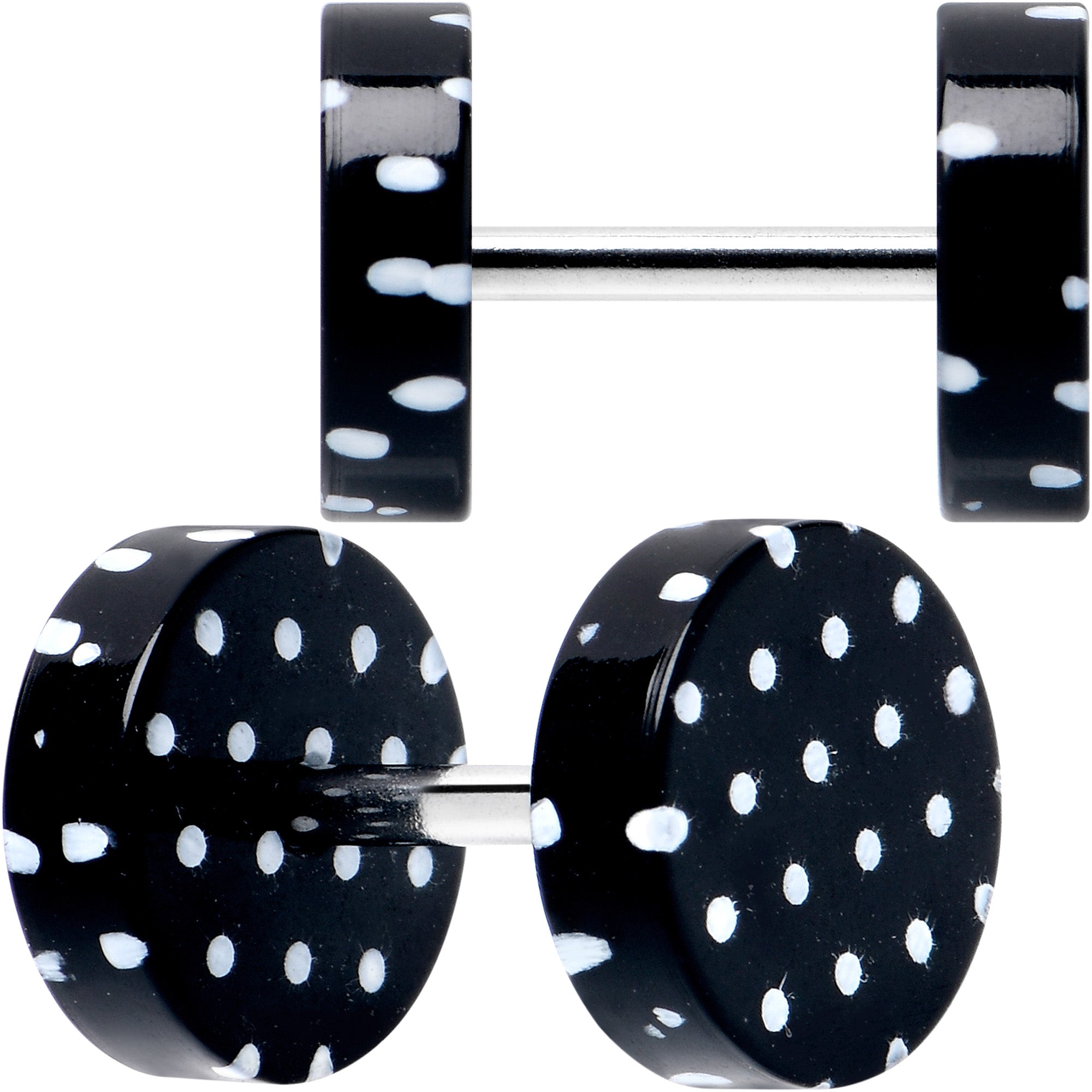 16 Gauge Black Acrylic Polka Dots White Cheater Plug Set