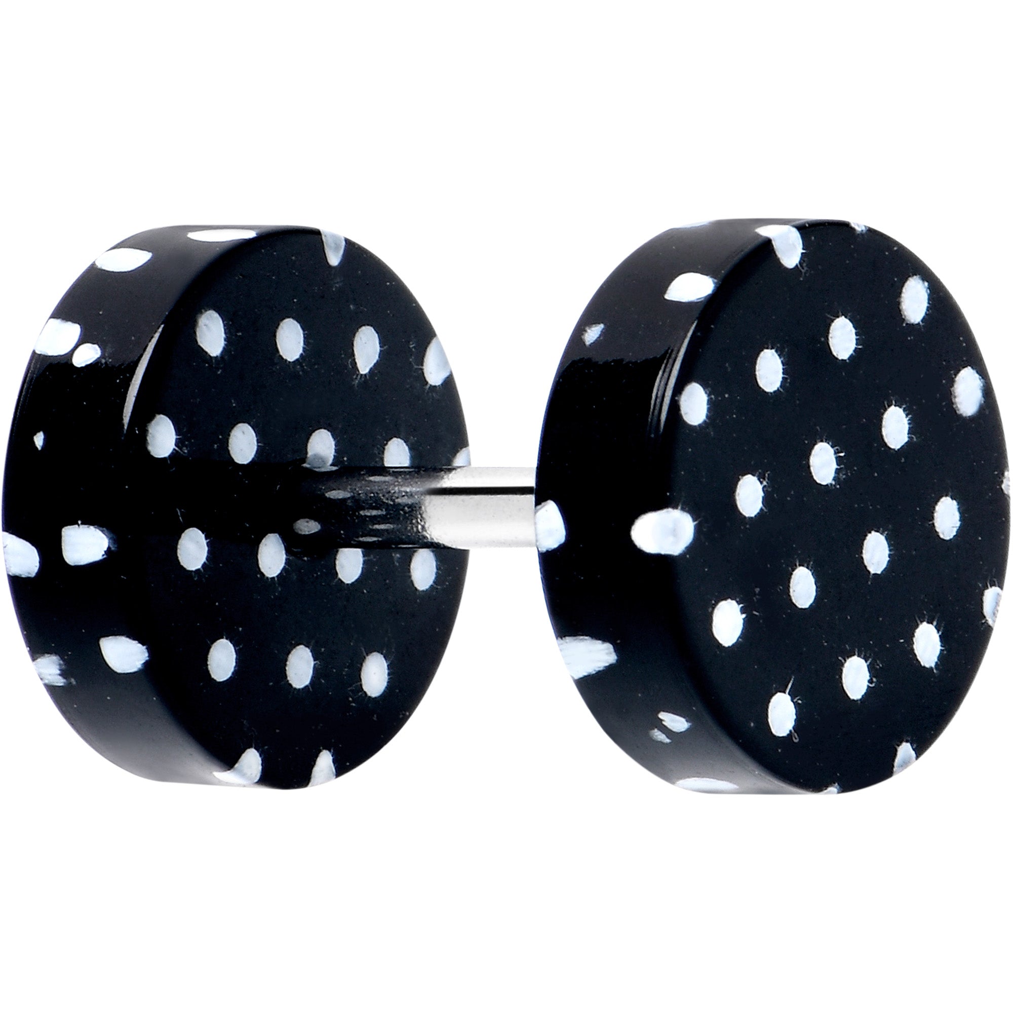 16 Gauge Black Acrylic Polka Dots White Cheater Plug Set