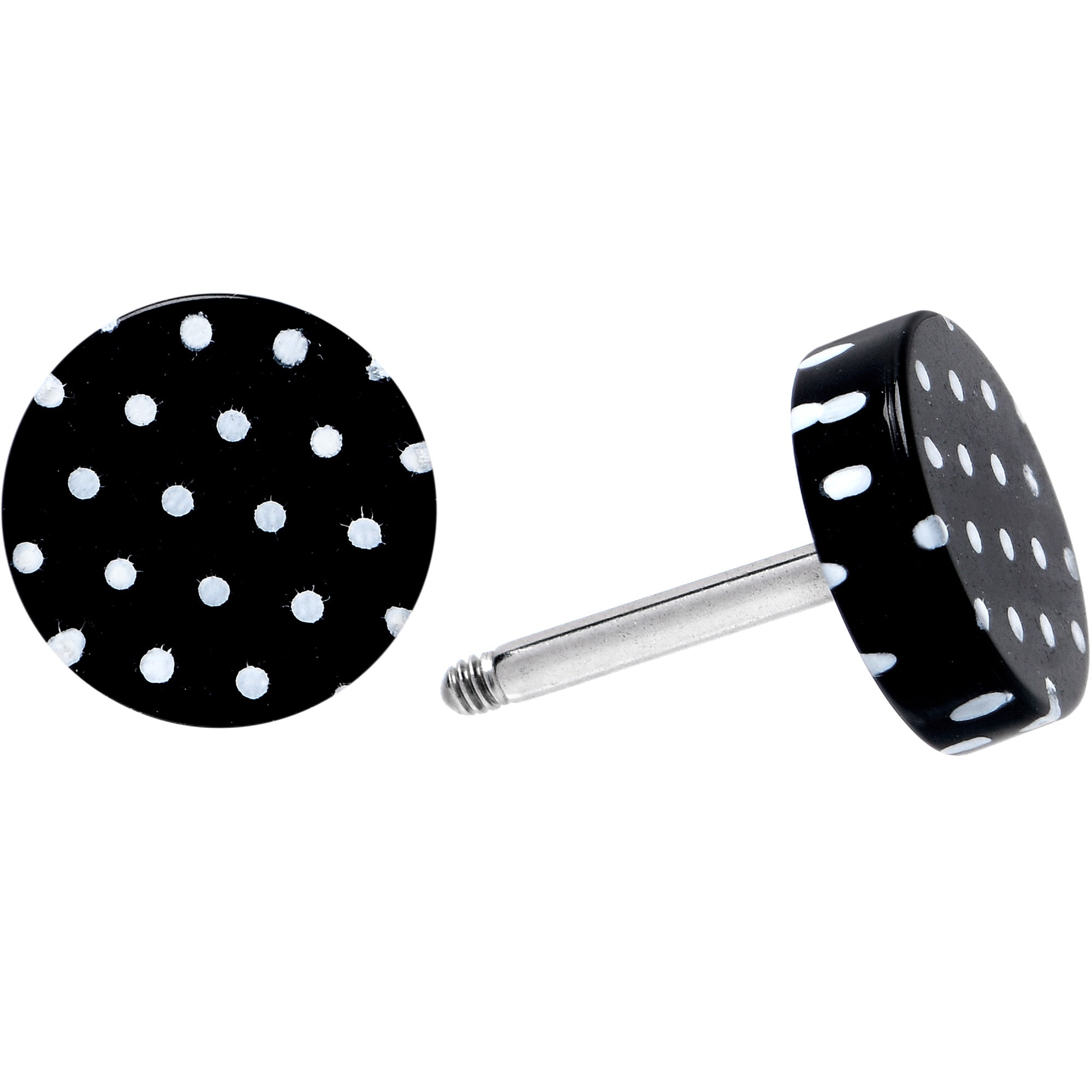 16 Gauge Black Acrylic Polka Dots White Cheater Plug Set