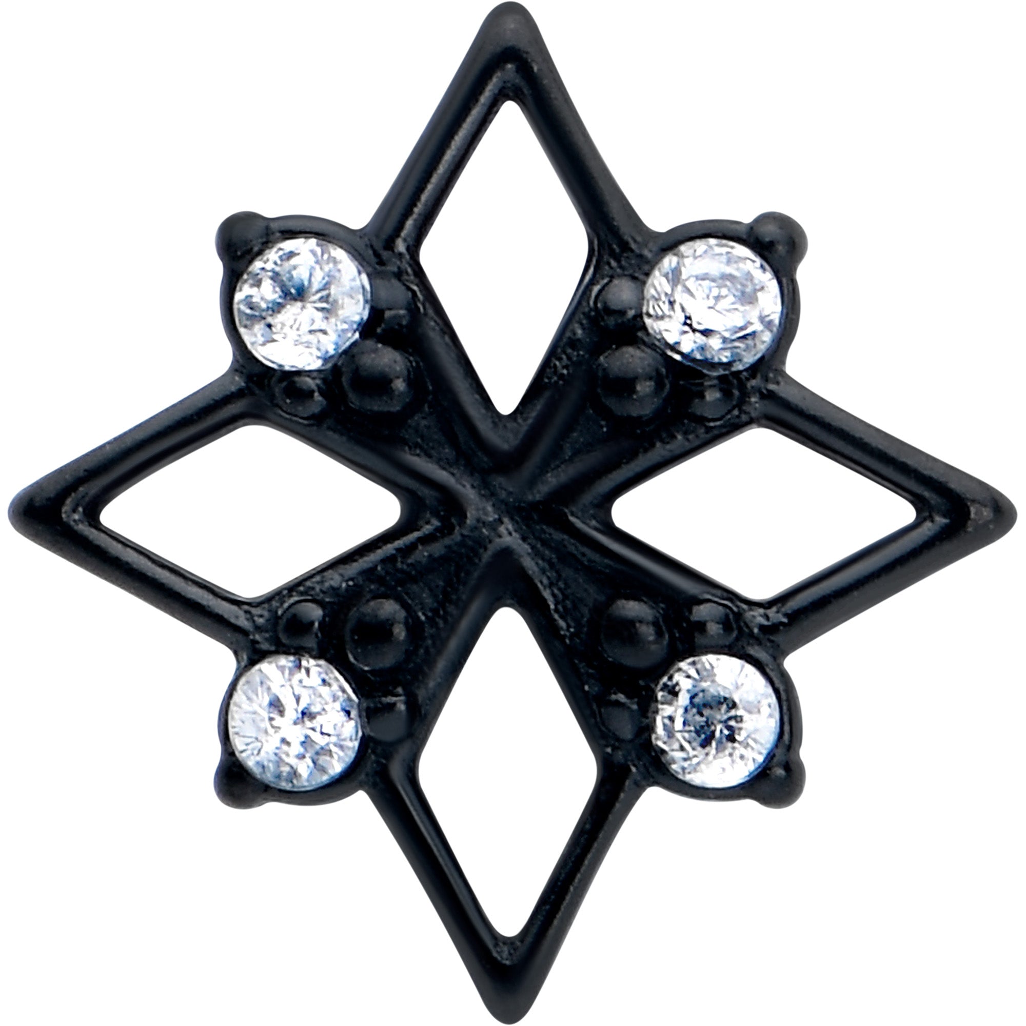 Clear CZ Gem Gothic Star Barbell for Tongue Piercing