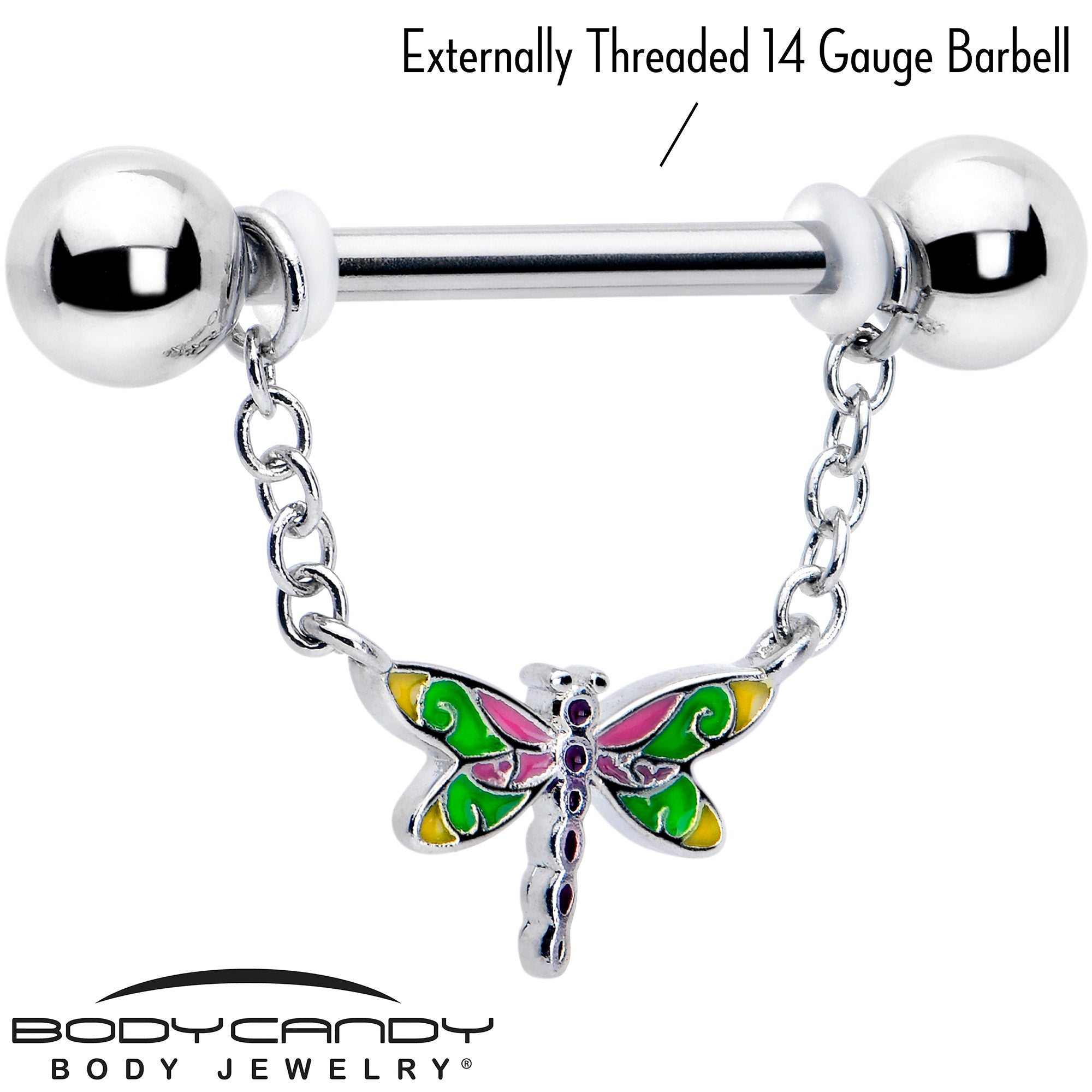 9/16 dragonfly colors chain nipple ring jewelry