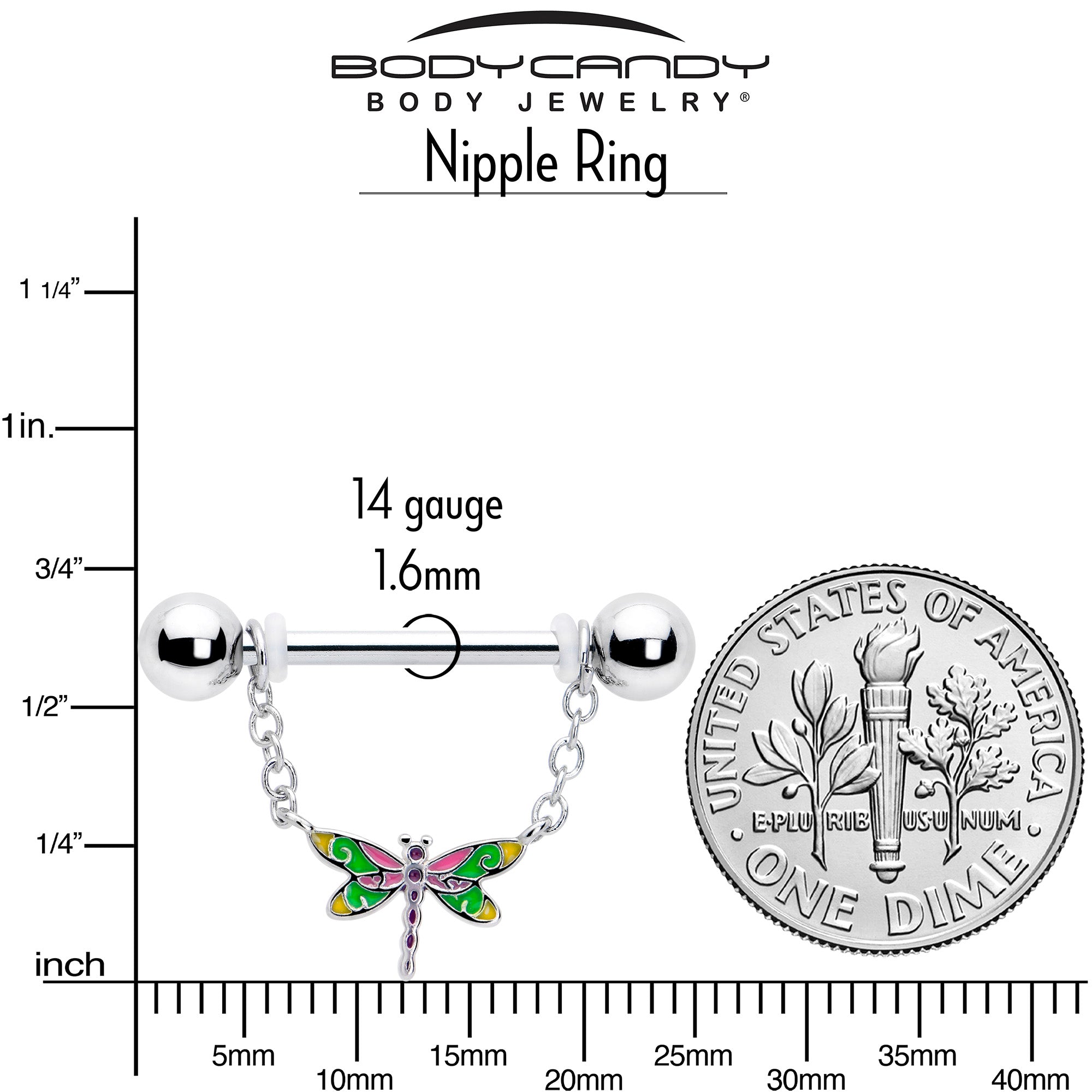 Handmade dragonfly chain dangle nipple rings