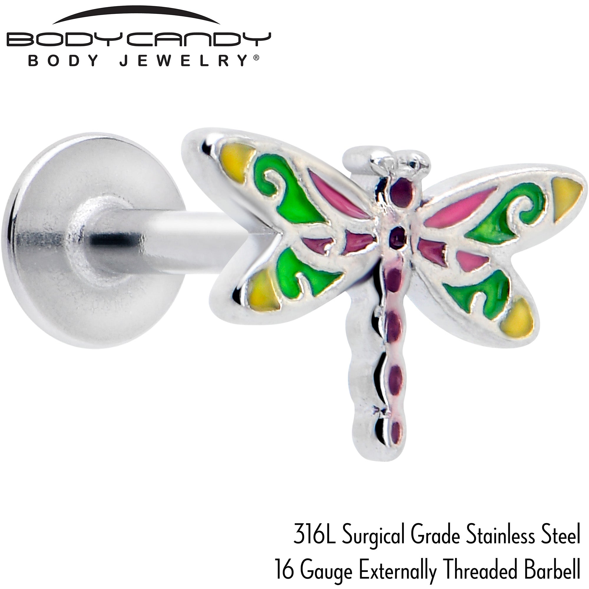 16 gauge 1/4 dragonfly colors flatback earring