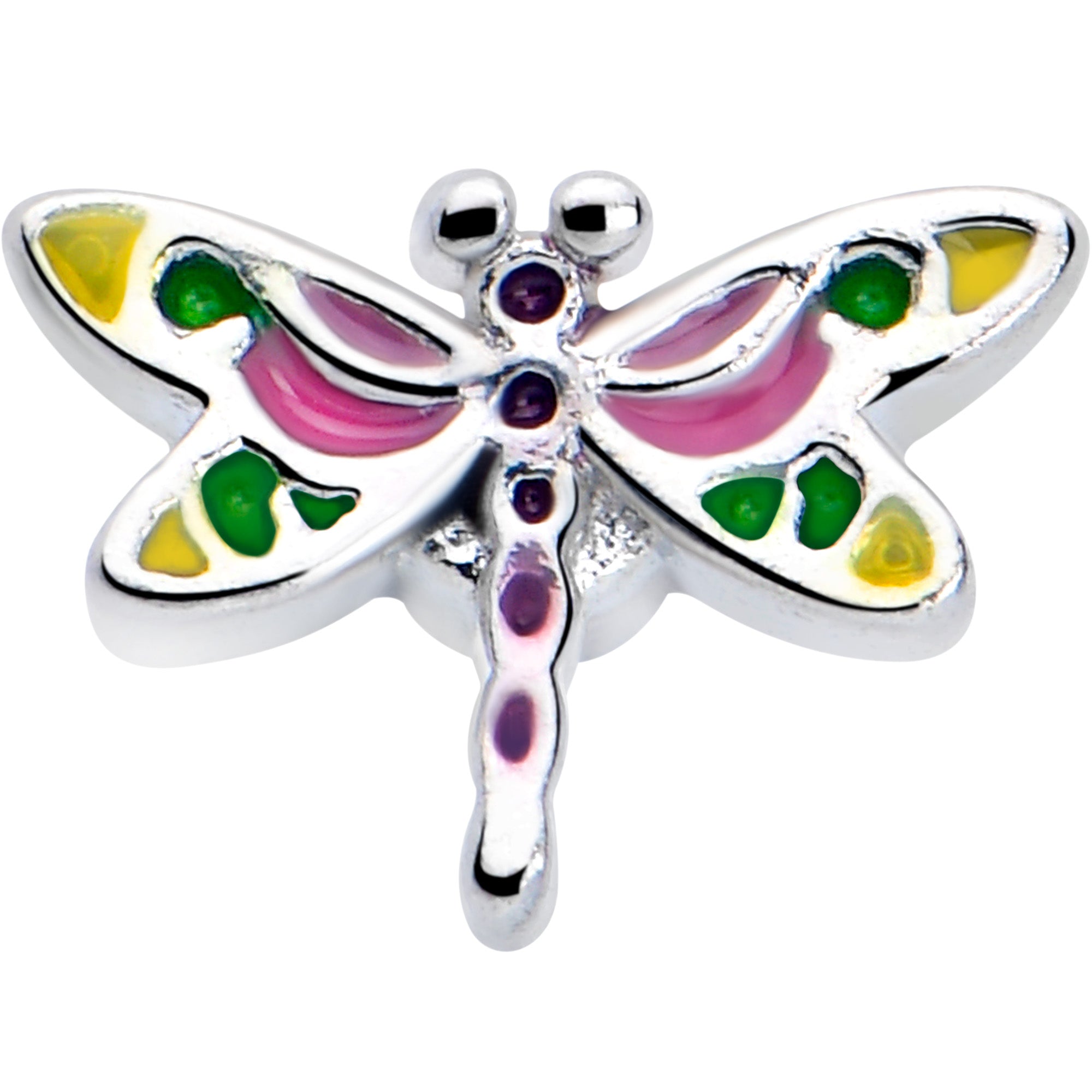 Colorful Dragonfly L Shape Nose Ring, 20 Gauge 7mm