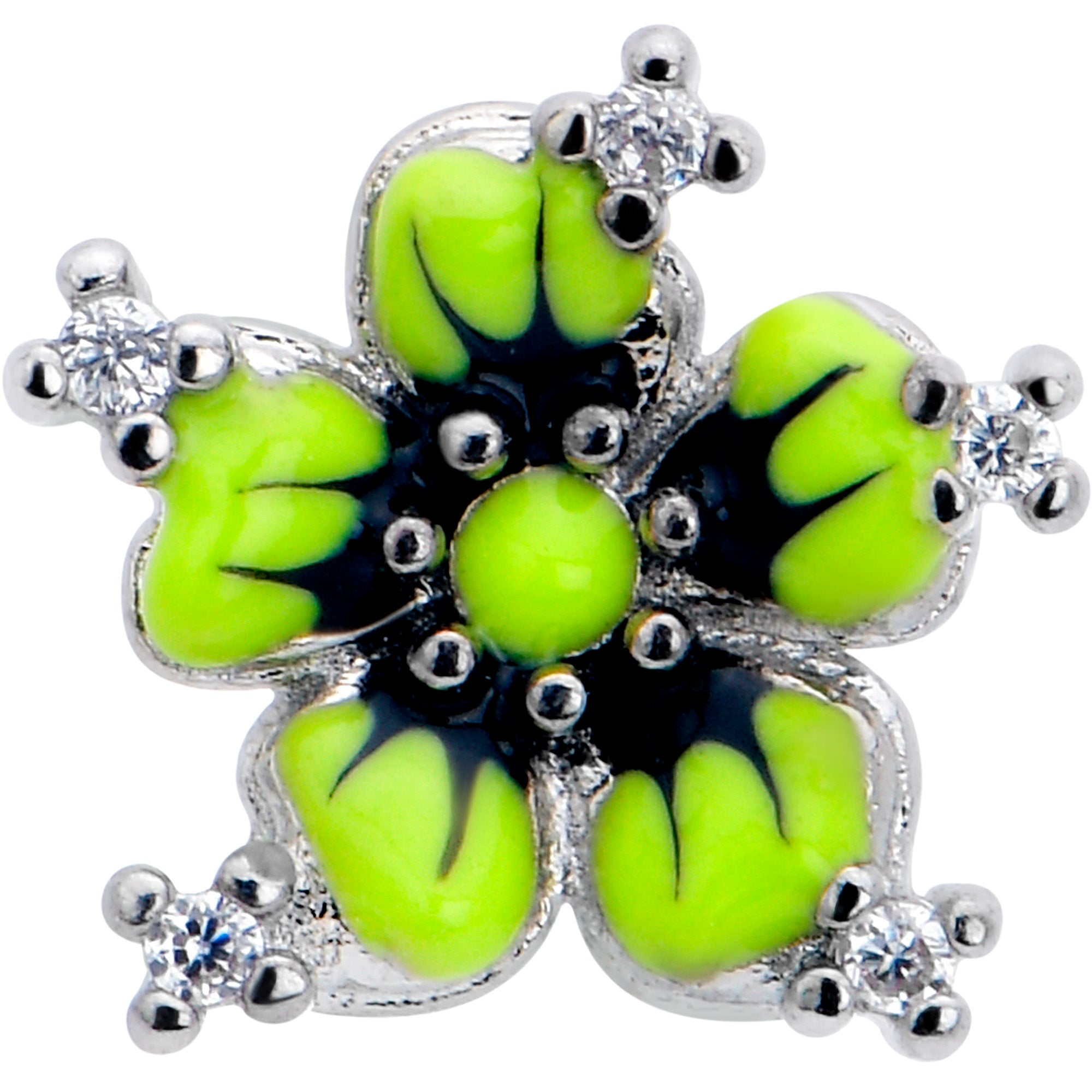 Go Green Flower Design 16 Gauge Flatback Earring